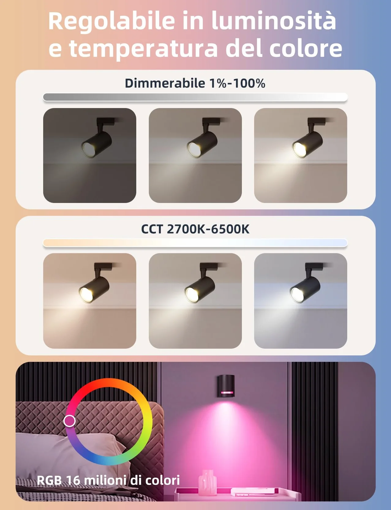 Aigostar Mesh - 6.5W GU10 Lampadine Alexa Bluetooth Mesh, Lampadina Smart Works with Alexa, Lampadina GU10 Smart LED 555LM RGB & CCT(2700K-6500K), 6 Unità (Con Telecomando Bluetooth e Gateway)