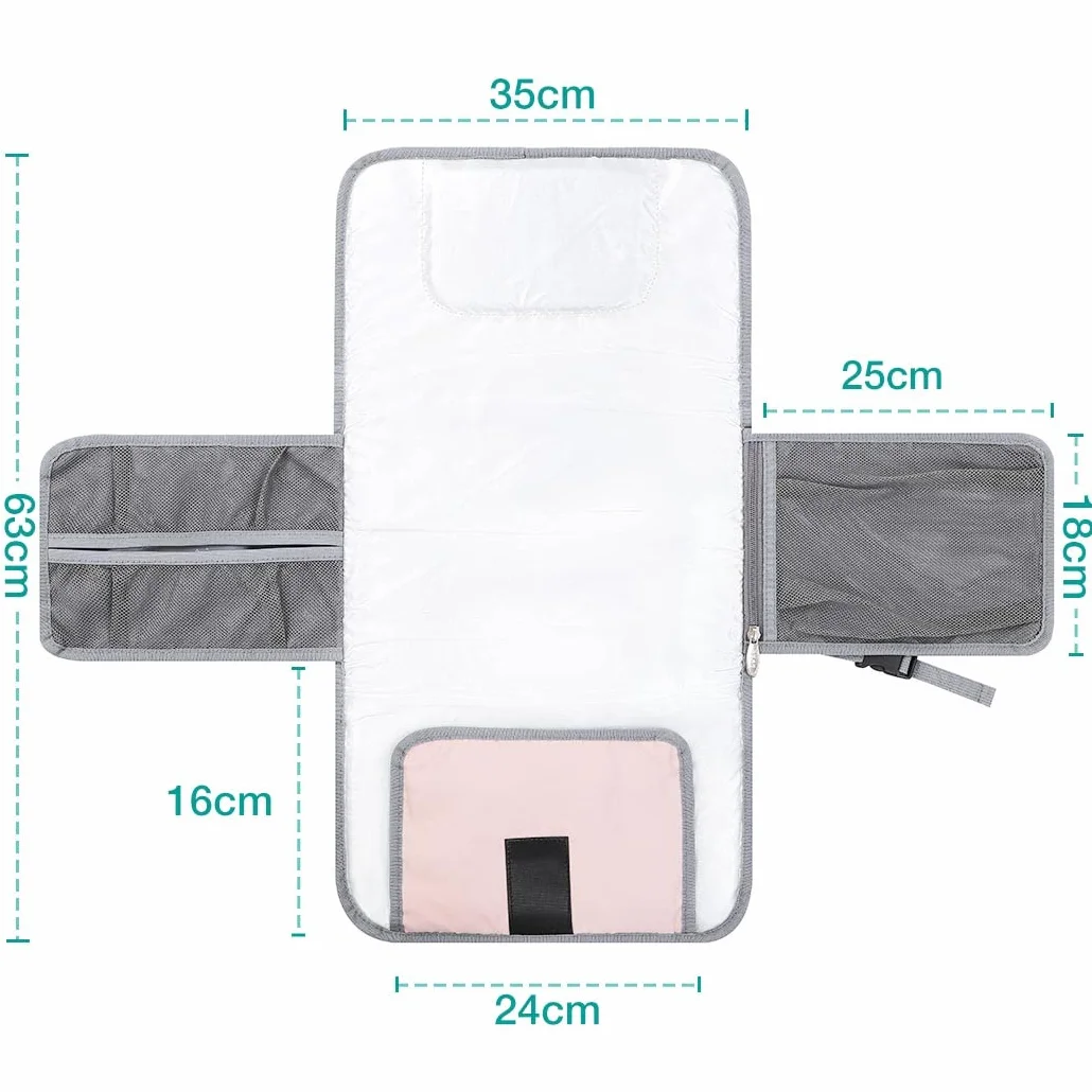 Lekebaby Pieghevole Fasciatoio da Viaggio Neonato Portatile con 3 Scomparti Borsa Pannolini Impermeabile Distributore Stoffe