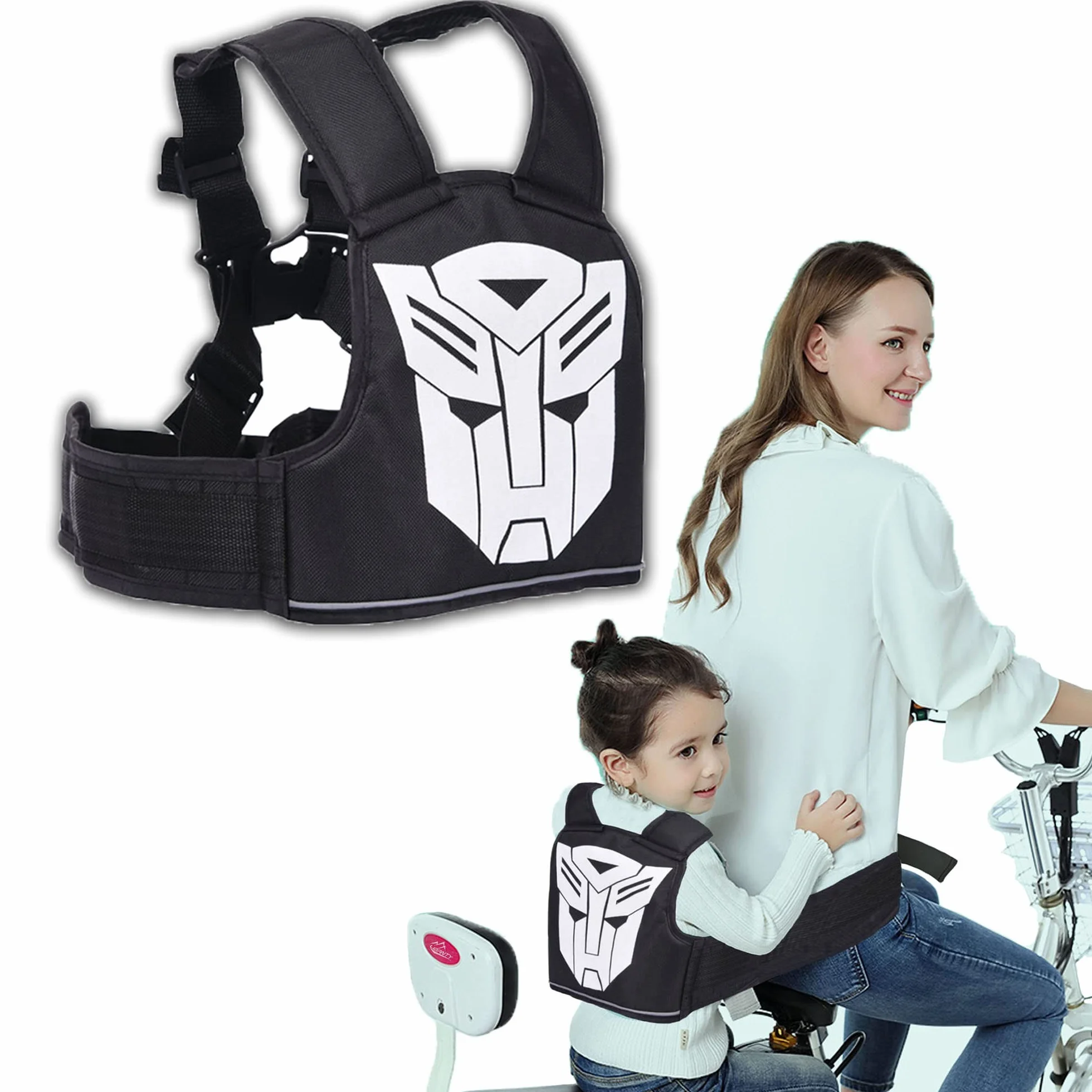 Cintura di Sicurezza da Moto per Bambini Riflettente Pieghevole Regolabile 2-13 Anni