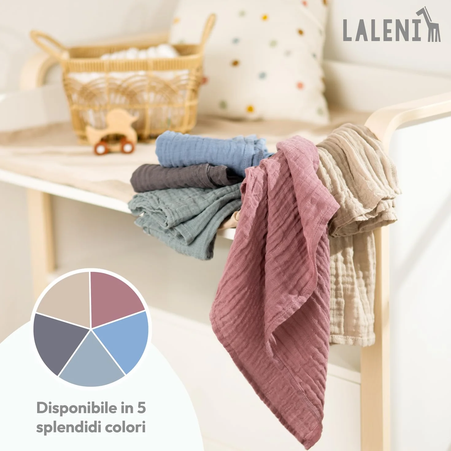 Asciugamani Neonato 70x70cm Set da 10 - Lavette in Cotone Morbido per Pelli Sensibili