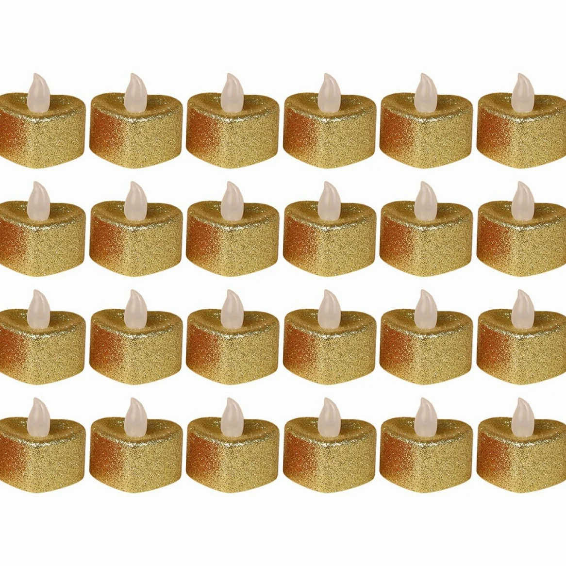 Ipetboom 24 Pezzi Candele a Forma di Cuore LED senza Fiamma Oro Batteria Inclusa per Decorazioni Romantiche e Atmosfere Accoglienti