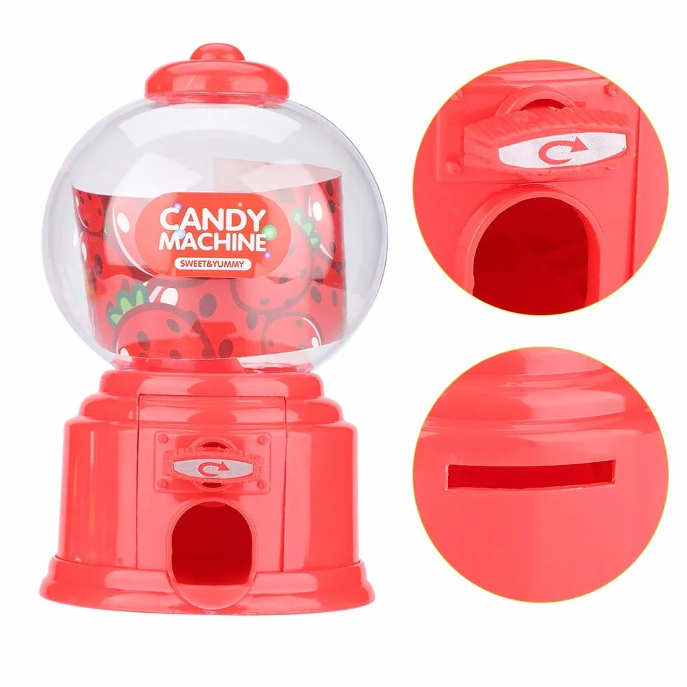 Dispenser di plastica per bambini Gumballs macchina caramella portatile Rosso