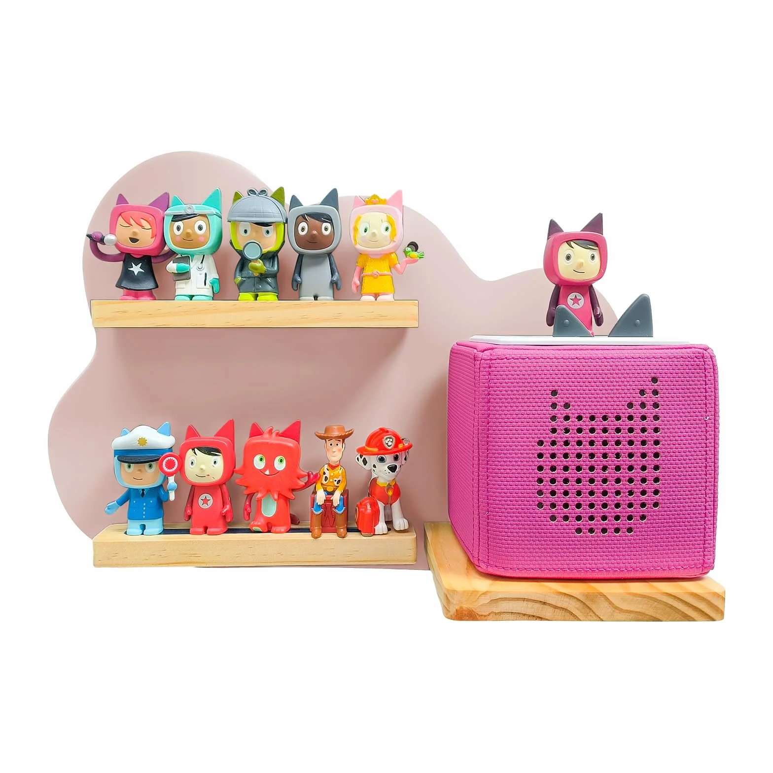 Scaffale Magnetico da Parete per Toniebox con Spazio per 10 Personaggi Acustici, Rosa