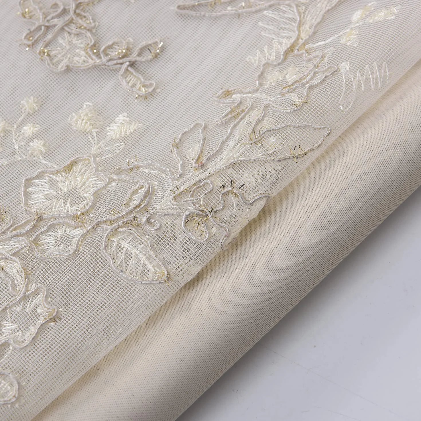 Tende a doppio strato con tulle trasparente ricamato 132 x 243 cm beige GYROHOME