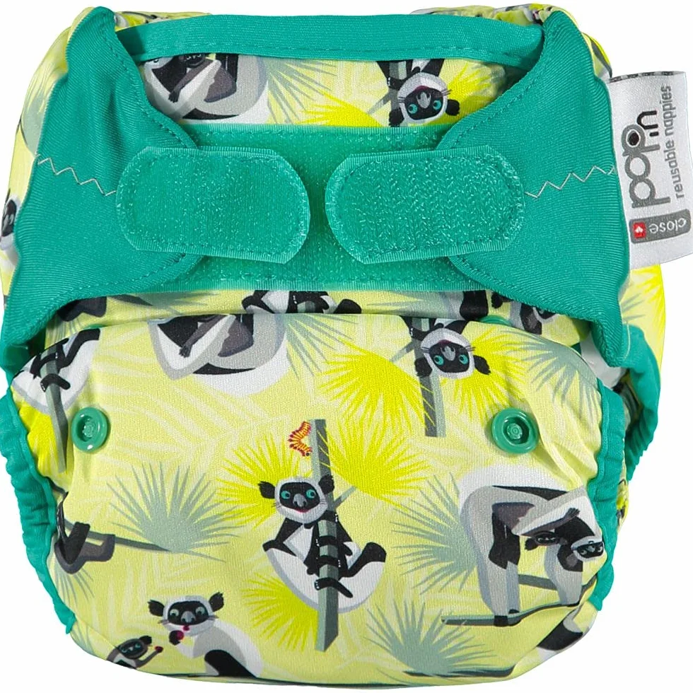 Chiudi Pop-in Singolo Pannolino Riutilizzabile Bambù Taglia Unica Nascita al Vasino Aplix Fastener Lemur Stampato
