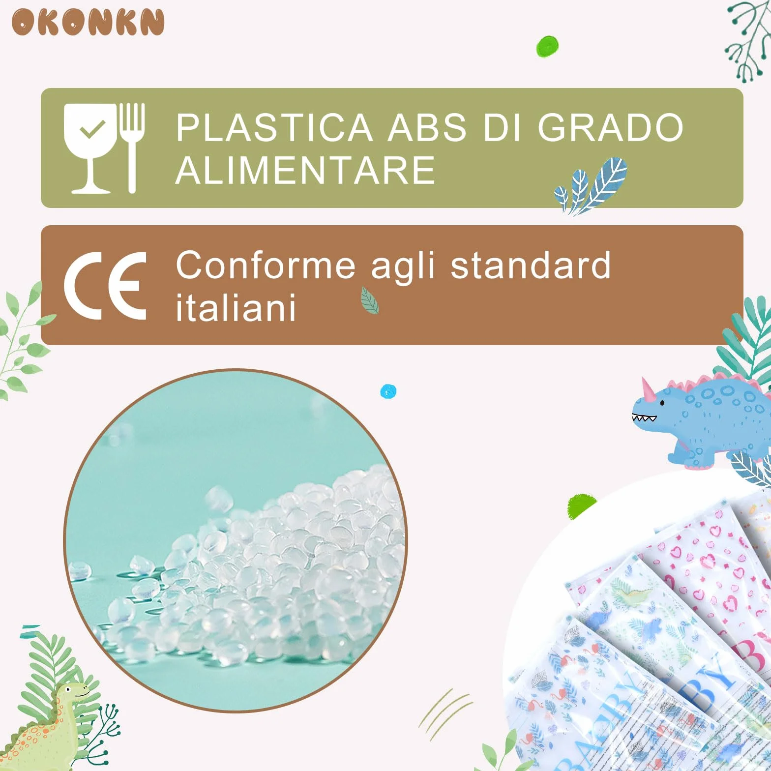 OKONKN Bustine Corredino Neonato Ospedale Sacchetti Cambio Riutilizzabili Asilo Viaggi Idea Regalo Future Mamme Dinosauro Flamingo