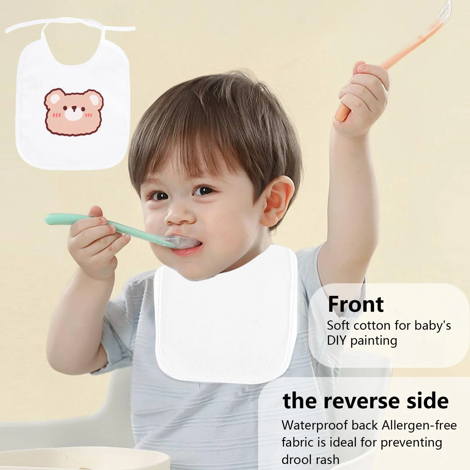 Bavaglini Bianchi per Pittura Set di 12 Impermeabili Cotone Neonati Maschi Femmine Sgocciolamento Alimentazione Dentizione Regali Baby Shower