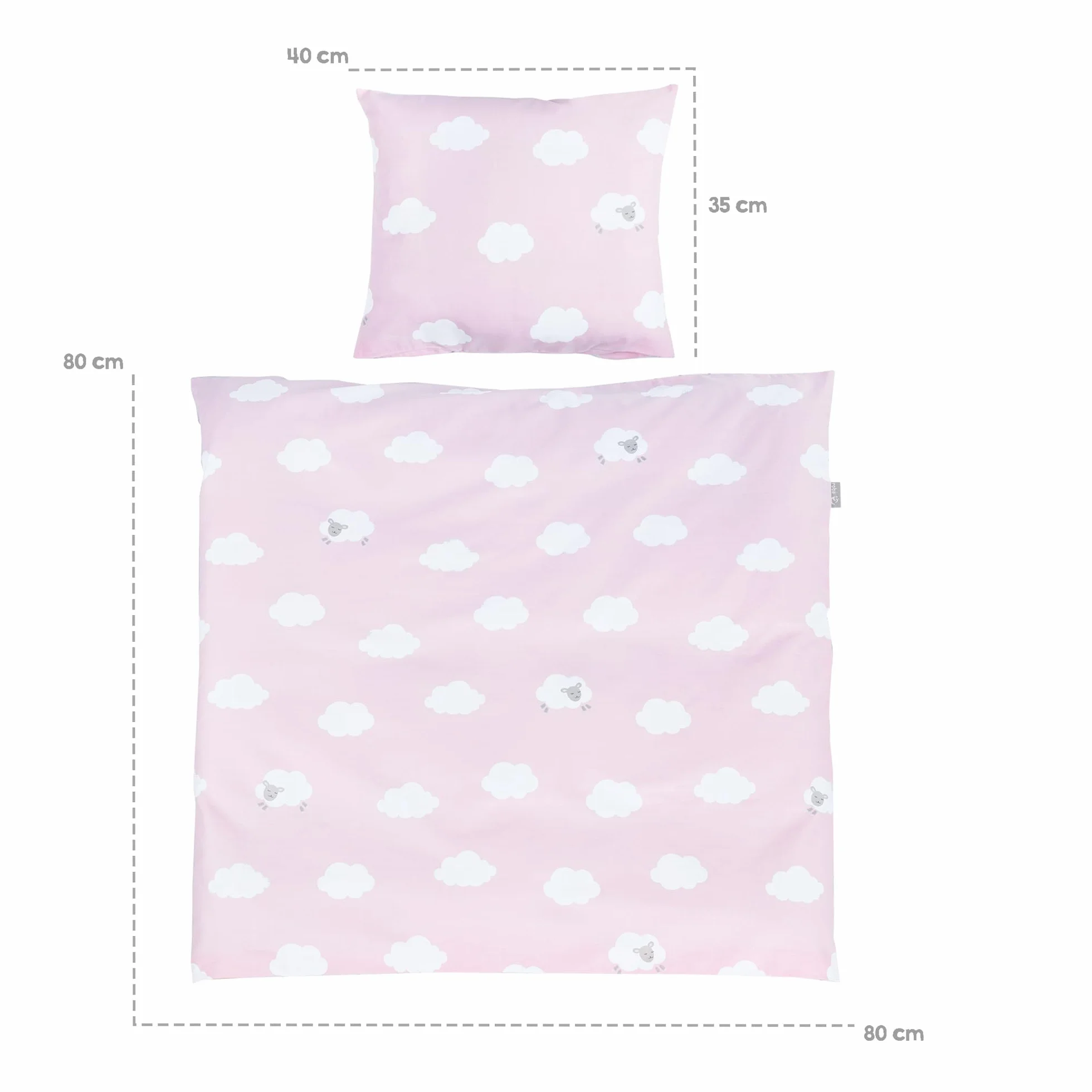 Kleine Wolke Culla e Lettino Design a Nuvola 40 x 90 cm Legno Bianco/Rosa
