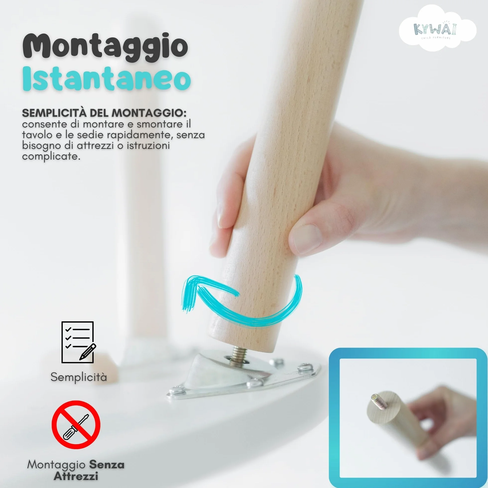 Tavolino Bambini con 2 Sedie in Legno di Pino - Tavolo e Sedie per Bambini
