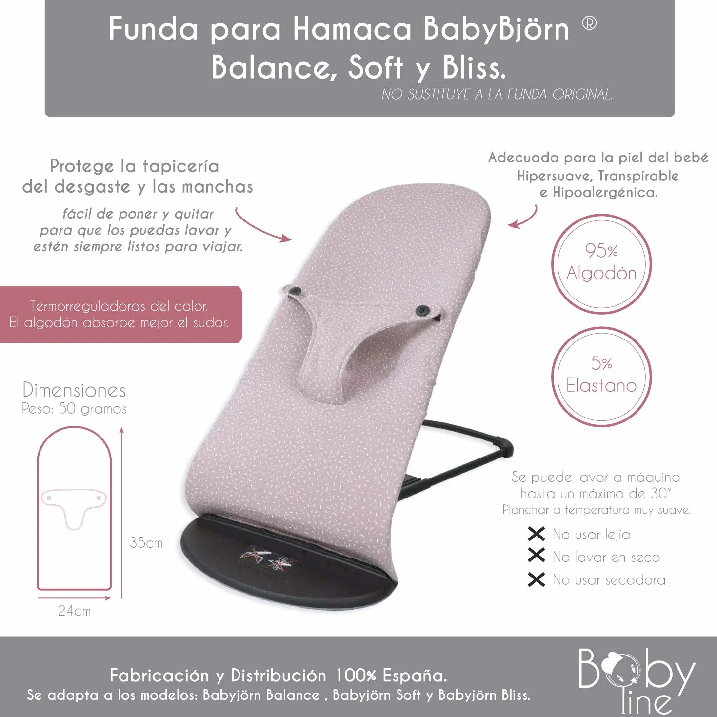 Babyline Habe Copertura per amaca Piqué Beige