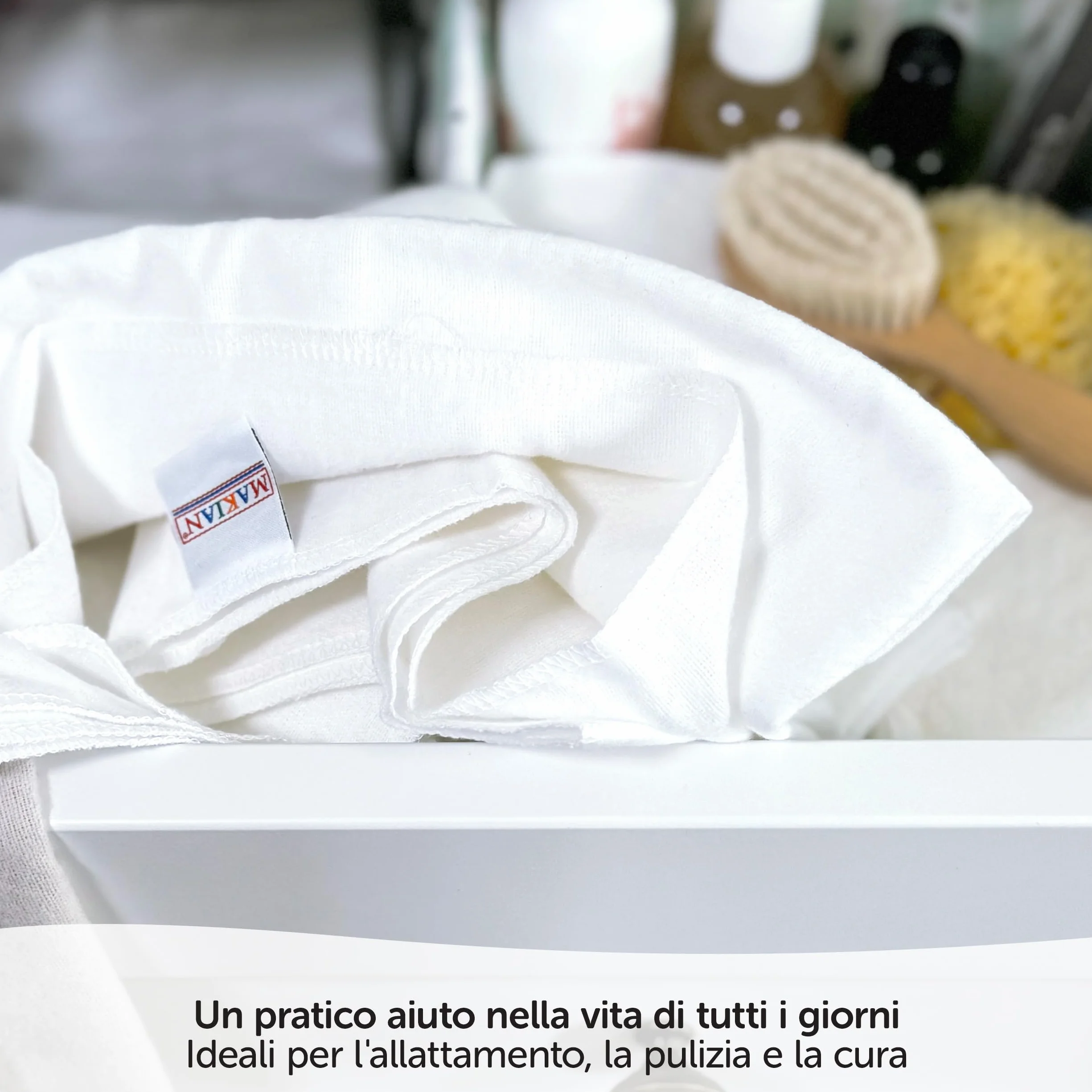 Mussole Neonato 80x80 5 Pezzi Oeko-Tex Standard 100 Teli Assorbenti Bianco