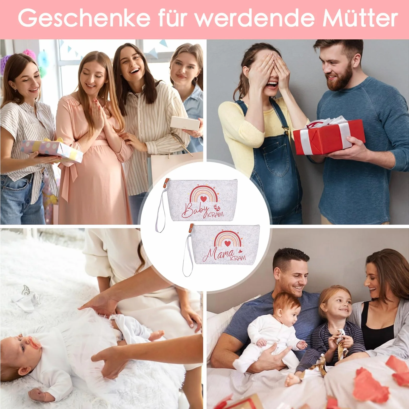 Borsa clinica nascita in feltro con chiusura lampo Kram Baby per future mamme