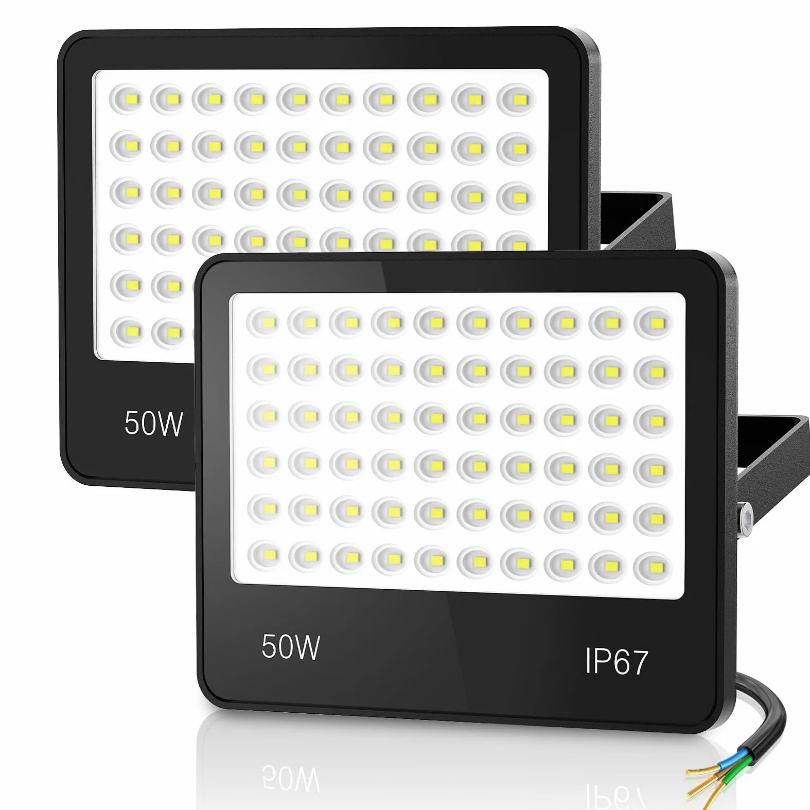 Faretto LED da Esterno 50W, 2 Pezzi 5000LM Super Luminosa Faro LED 6500K Bianca Fredda, Fari Esterni IP67 Impermeabile per Giardini, Terrazze, Garage