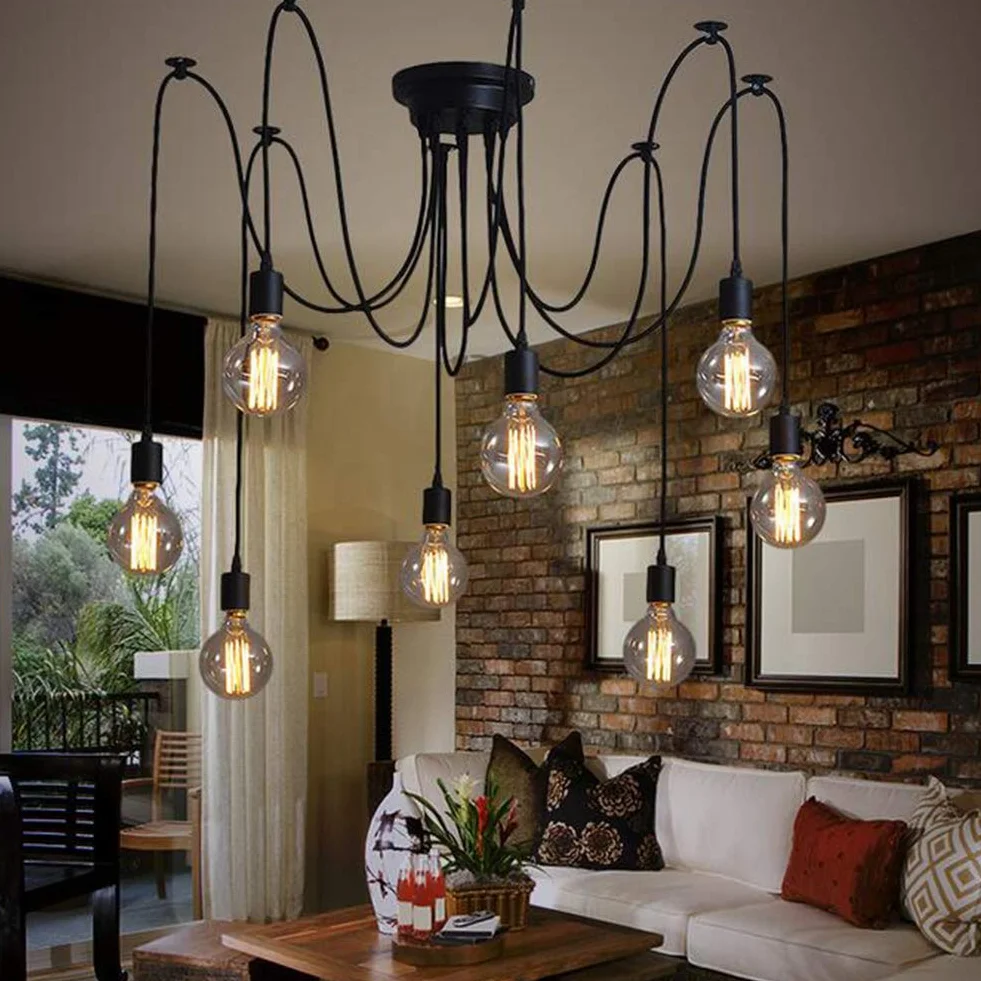 Lampadario a sospensione a forma di ragno, lampada a sospensione industriale, lampadario retrò a sospensione vintage per soggiorno, cucina, camera da letto