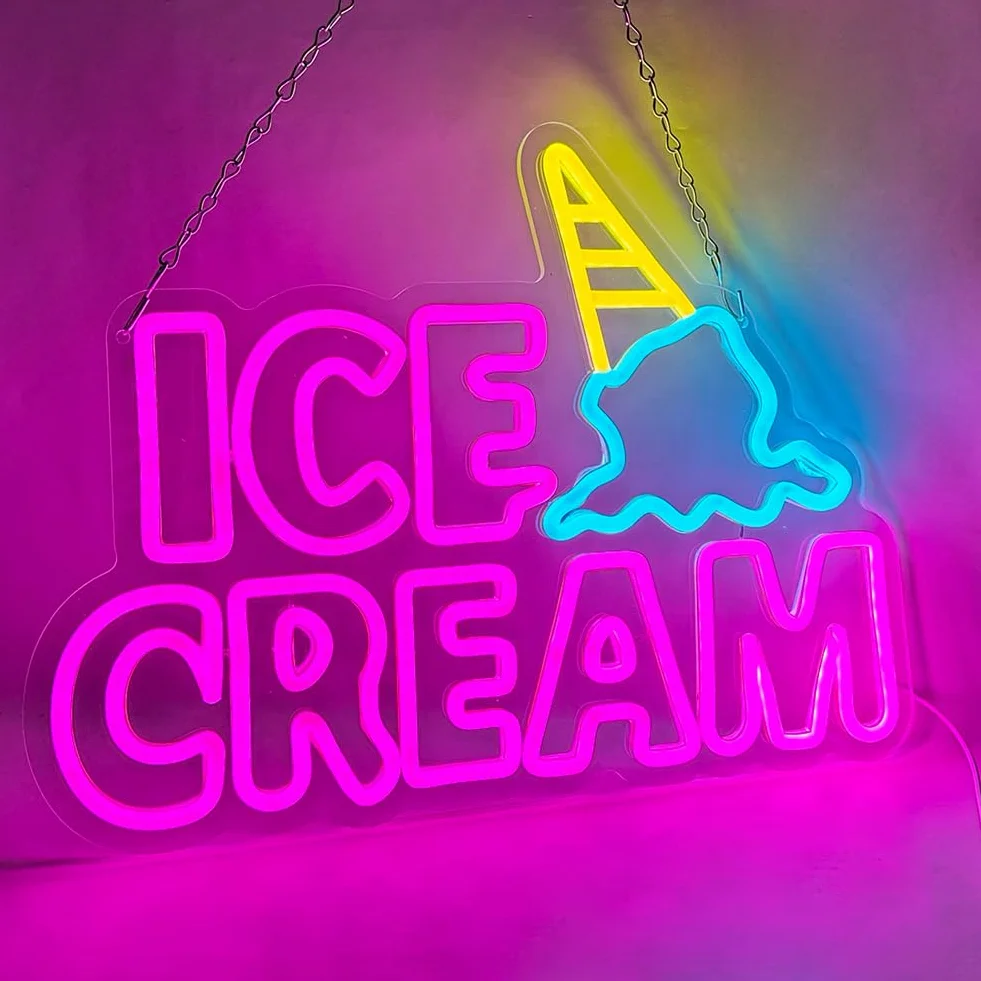 Ice Cream Insegne al Neon Luce Neon a LED Insegne luminose Gelato Alimentata Tramite USB con Interruttore Decorazione di bar, vetrine, negozi, luci al neon
