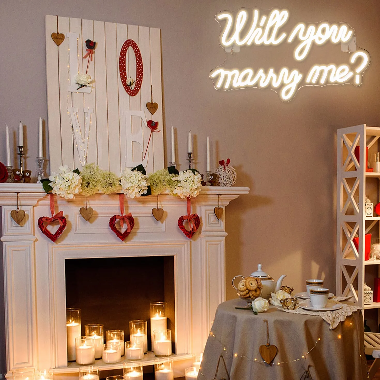 Cartello al neon con scritta "Will You Marry Me" per decorazione da parete, con lettere LED al neon, alimentato da USB, per decorazioni per proposte, matrimoni, feste di San Valentino