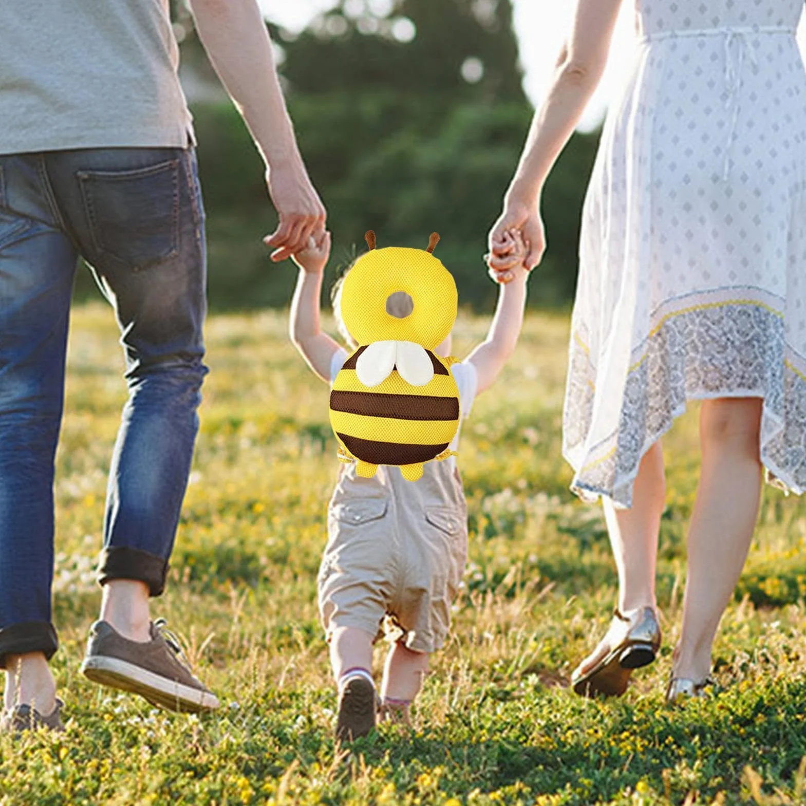 Zaino Protettivo Testa Bambino Design Ape Regolabile Cuscino Sicurezza Neonato Gattonare Camminare Protezione Testa Schiena
