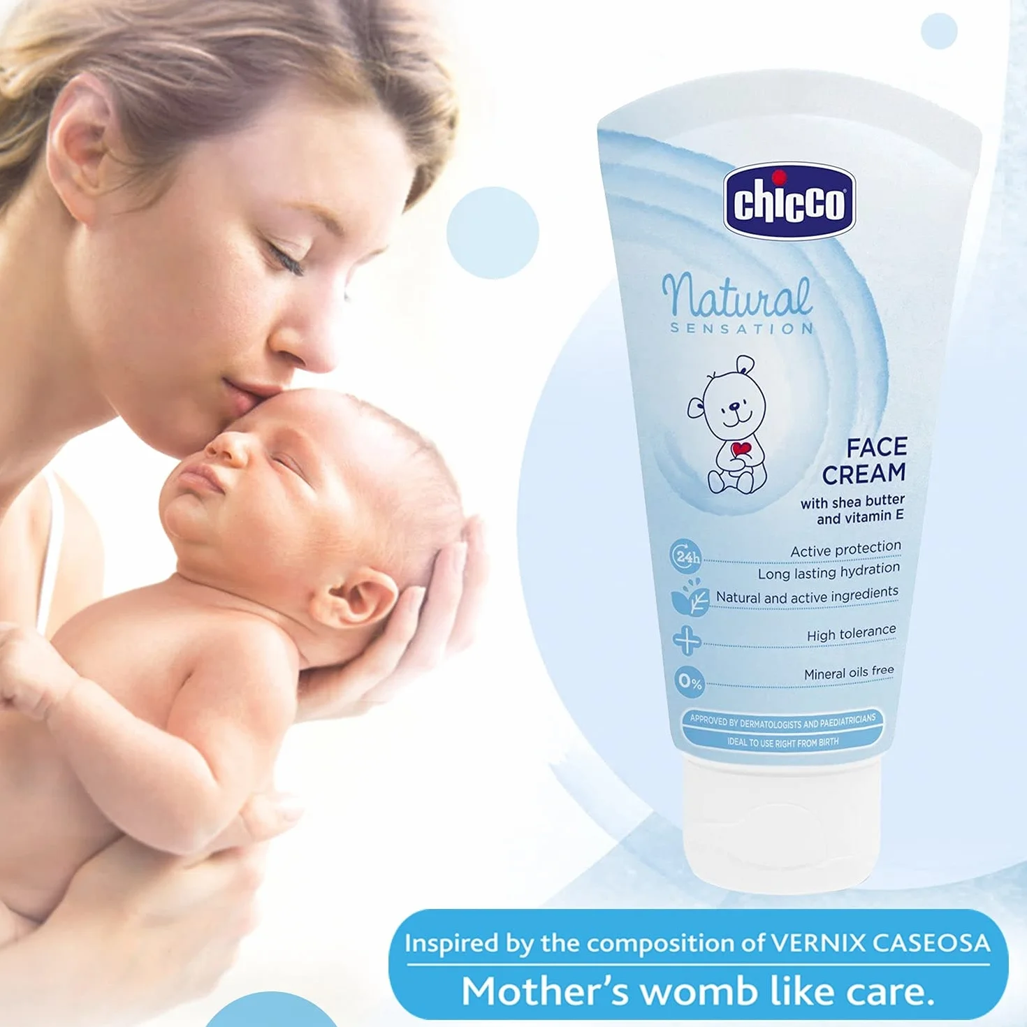 Chicco Natural Crema Viso Bambini 50 ml Idratante Protettiva