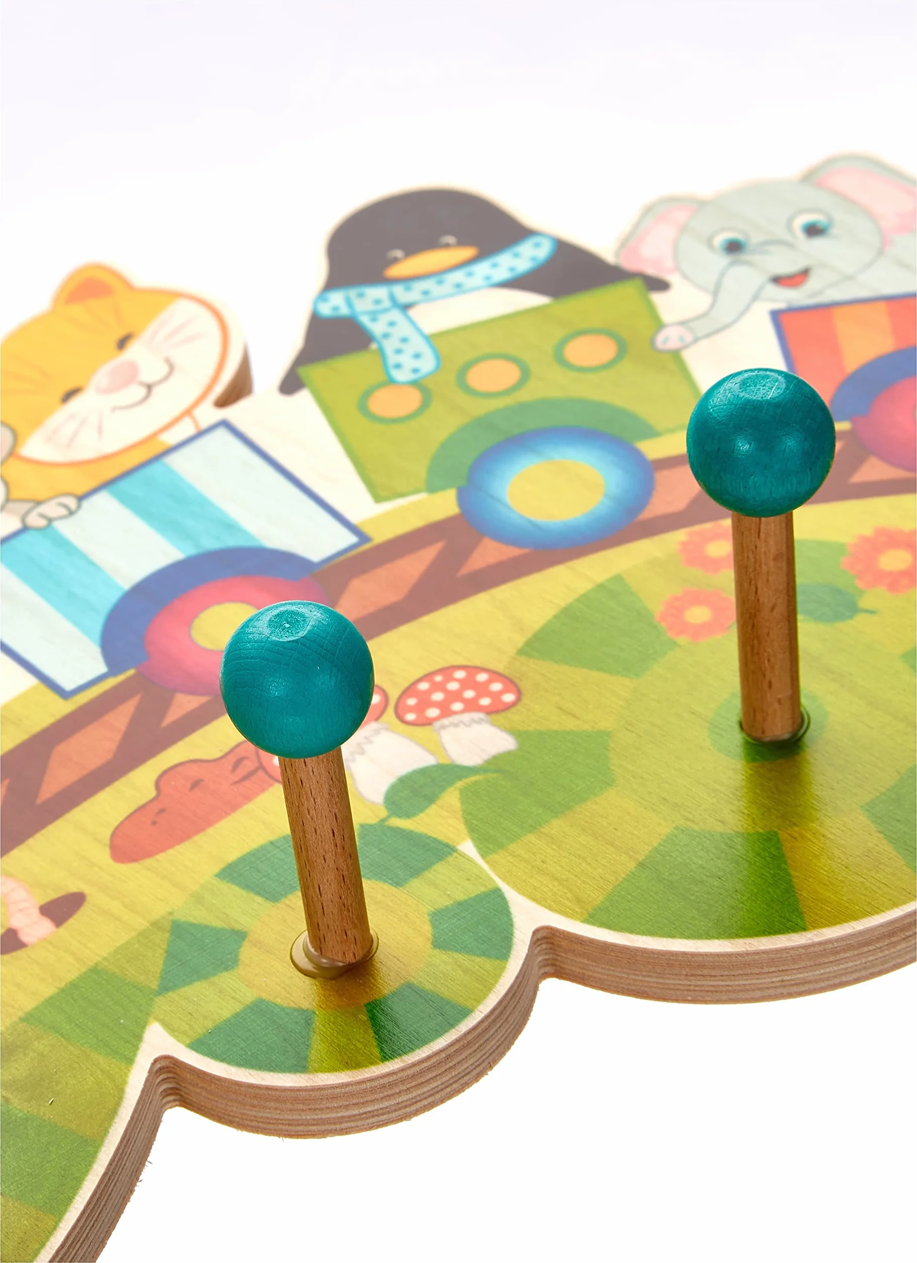 Hess Holzspielzeug Appendiabiti in Legno Serie ferroviaria 5 Ganci per Bambini