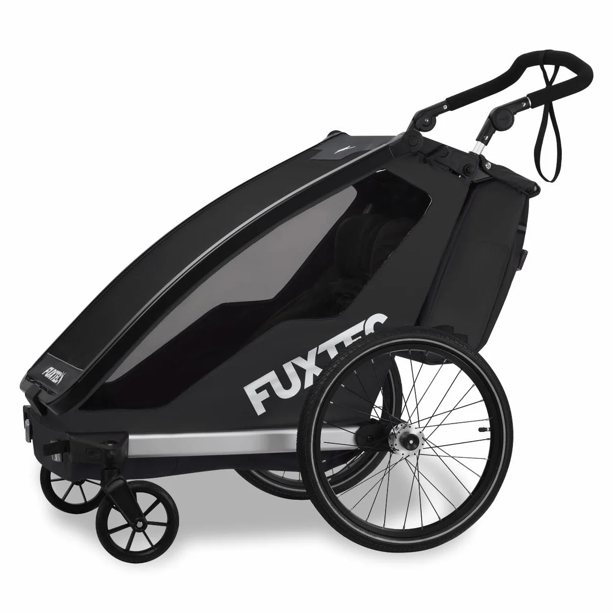 Fuxtec FX-FA1 Carrello rimorchio per Bici Sportfux 2 Posti, Pieghevole con Protezione Pioggia e Sole