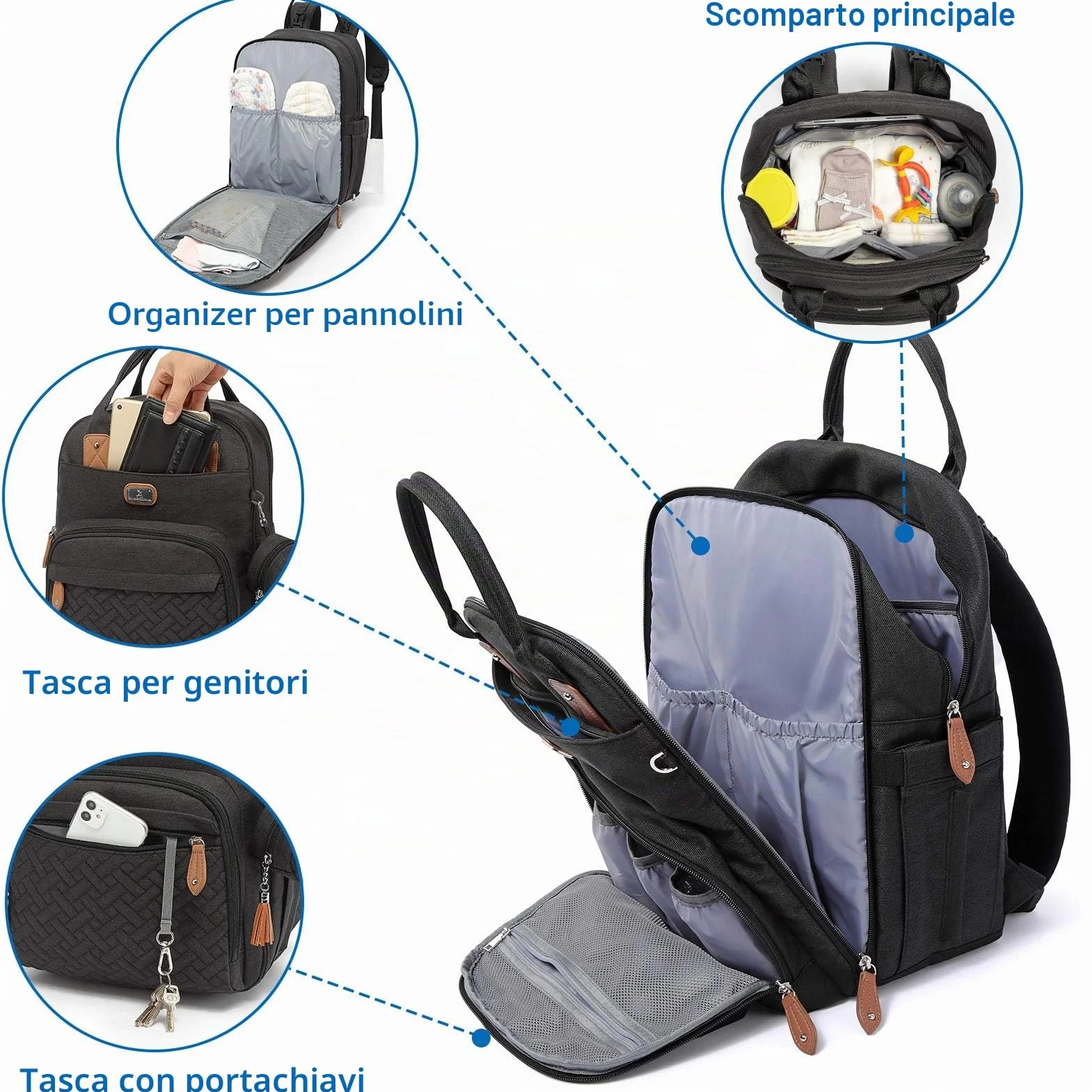 Borsa fasciatoio grande multifunzione Zaini bebè