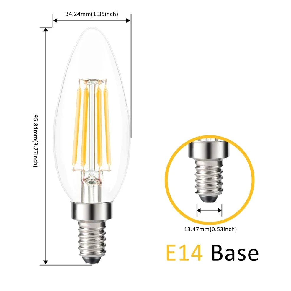 Lampadina a candela a filamento LED dimmerabile E14 220V 3,5W - Illuminazione decorativa calda 2700K(10pcs)