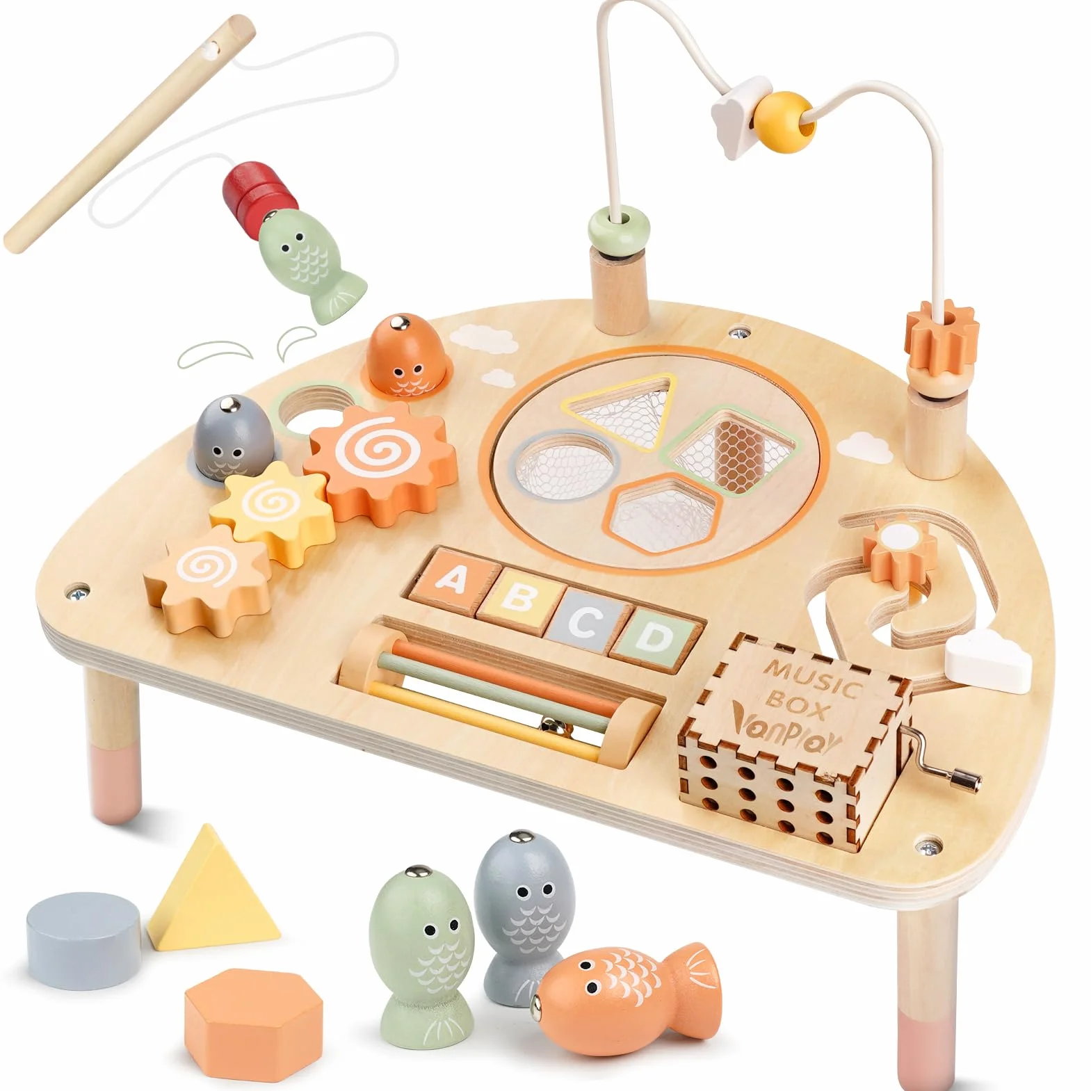 Tavolo attività Montessori 8 in 1 in legno per bambini 2-3 anni, giocattoli sensoriali didattici