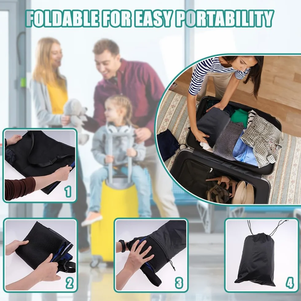 Prolunga per sedile aereo per bambini 79x44 cm pieghevole con borsa portaoggetti nero