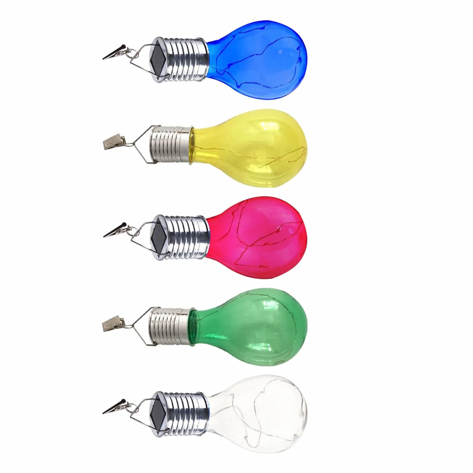 VALICLUD Lampadine Solari da Esterno LED Clip Impermeabili, Set da 5 Lampadine Sospese Colorate per Decorazioni Giardino, Illuminazione a Energia Solare per Feste e Ambienti Esterni