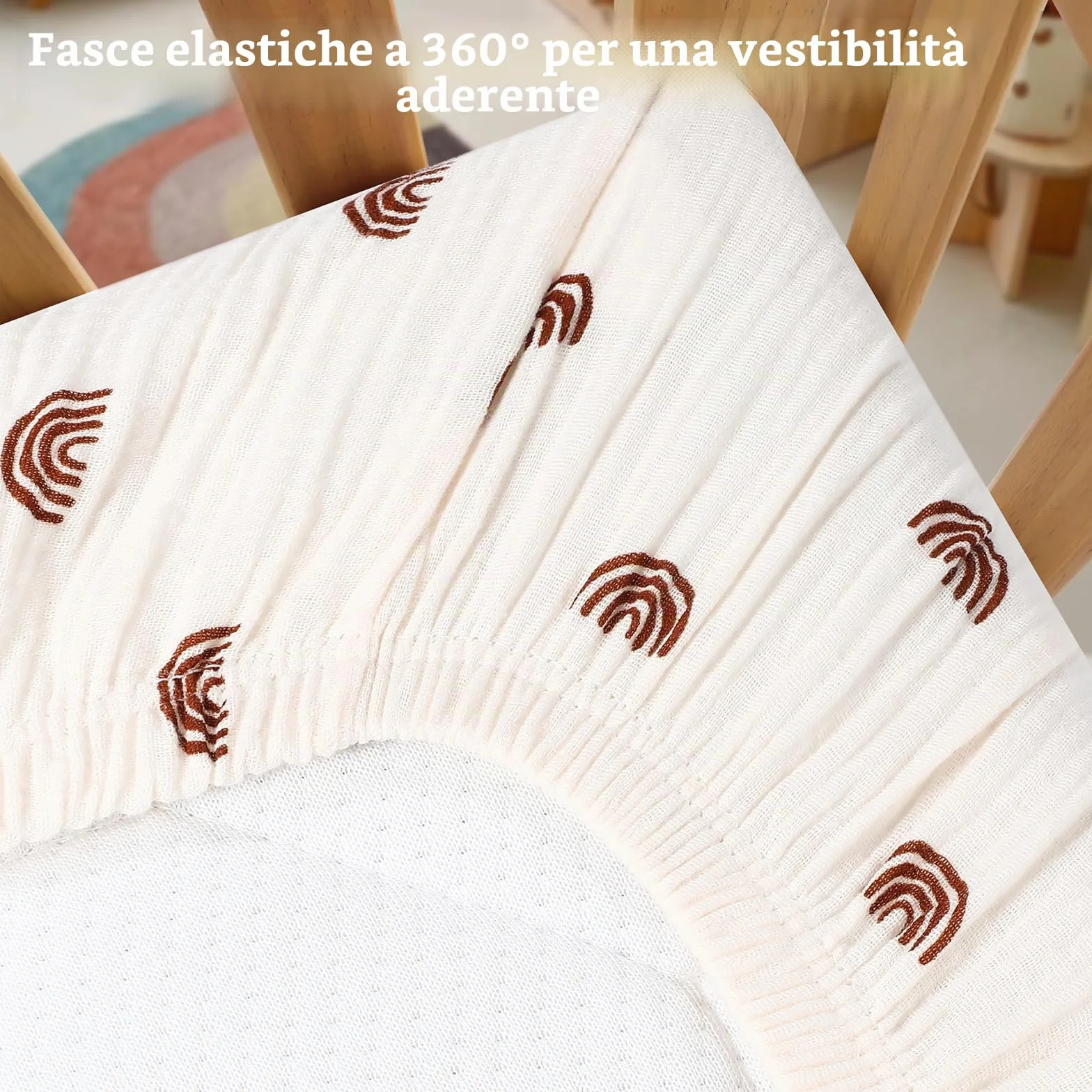 Lenzuola Navicella Universale Neonato Culla Carrozzina 100% Mussola Cotone 70x32 70x35 75x35 80x40cm Arcobaleno