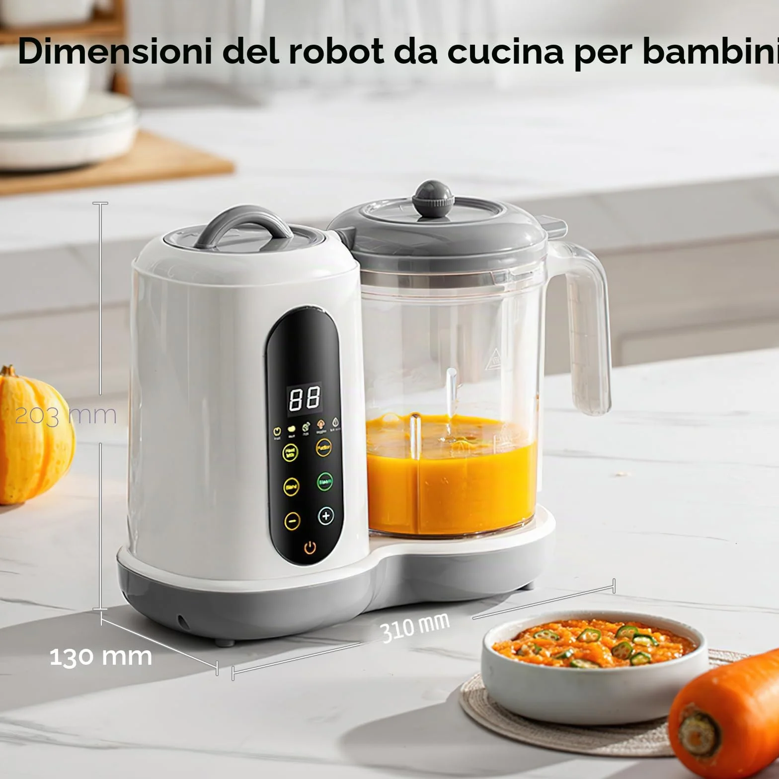 Frullatore per Bambini Cuocipappa Vapore 400ML, Pulizia Automatica, Schermo Touch