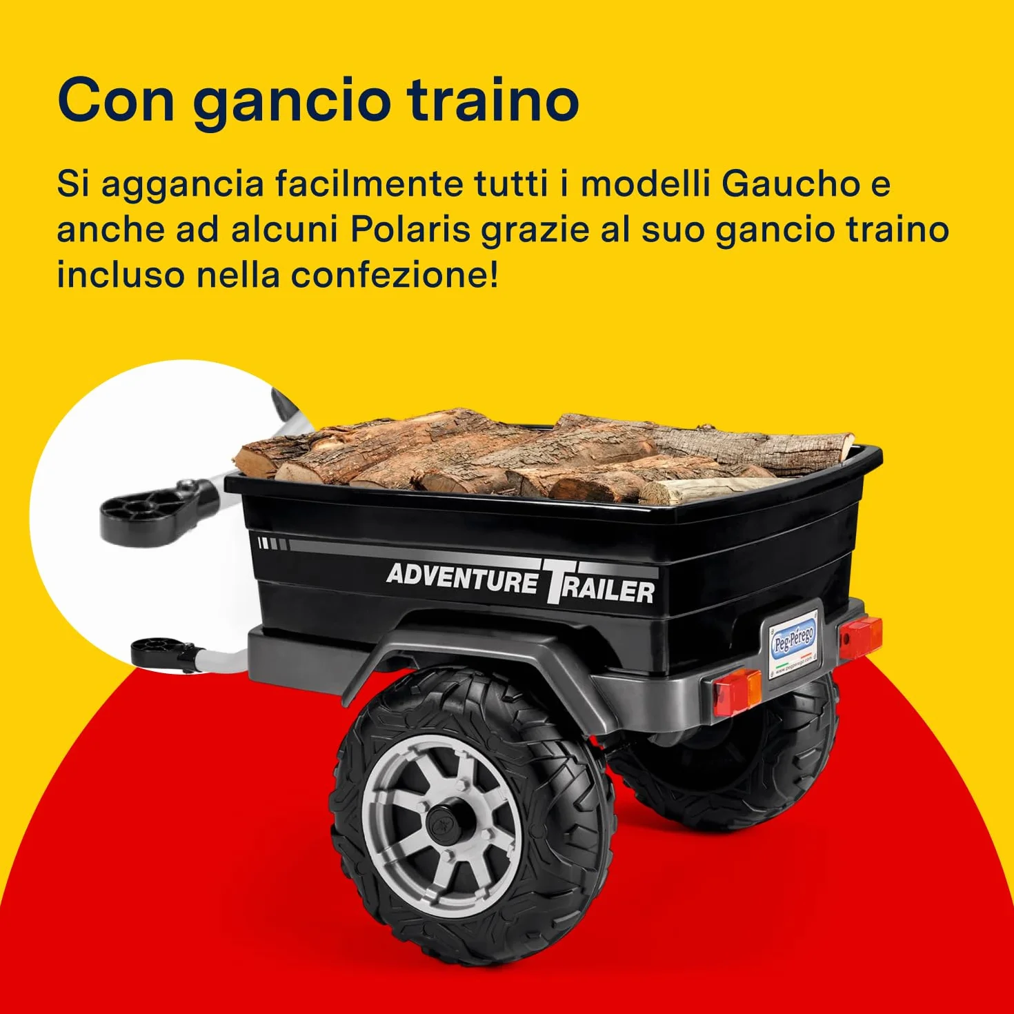 PEG Adventure Trailer Rimorchio Fuoristrada Elettrici Gaucho Polaris 30 kg Ruote Tassellate 2+ Anni