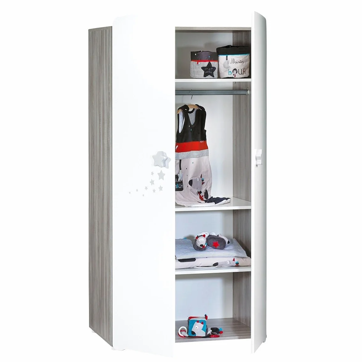 BabyPrice Armadio a 2 ante per bambini 175x85x56 cm legno bianco