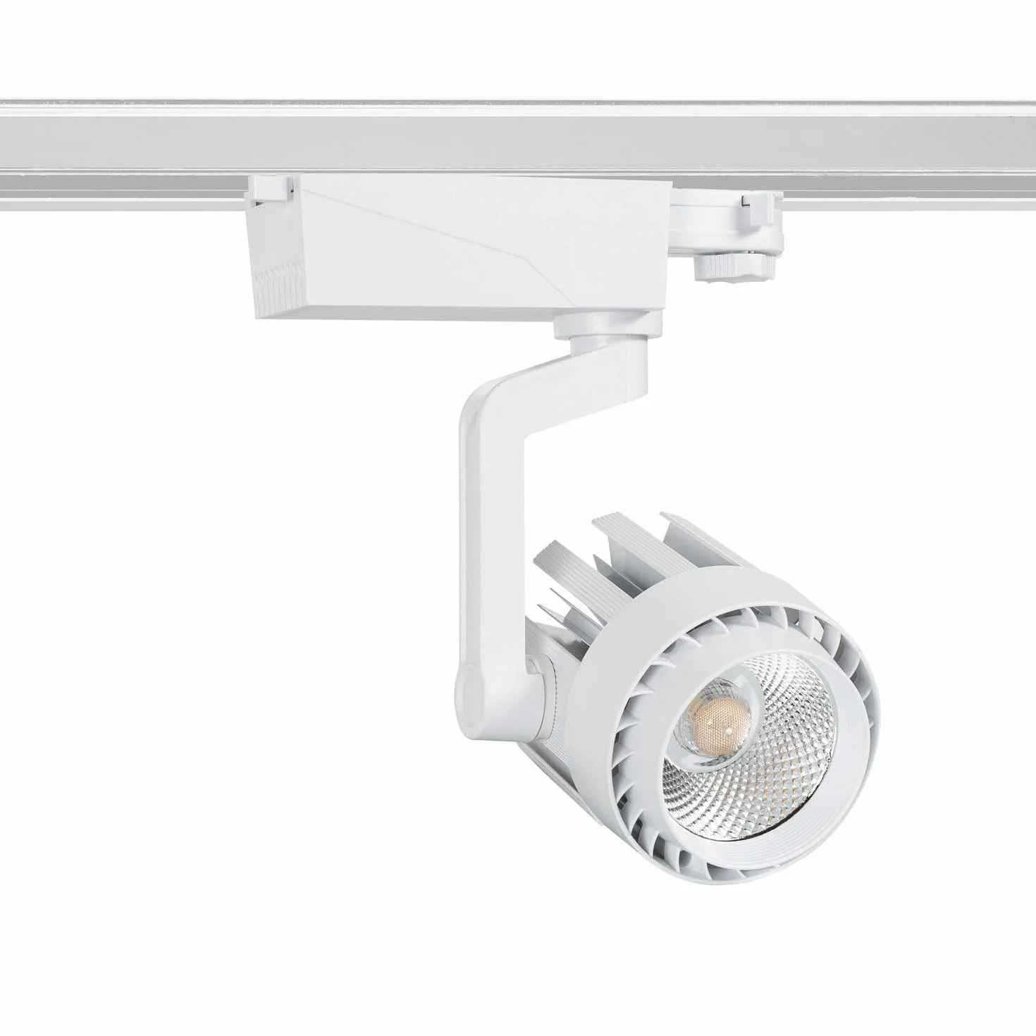LEDKIA LIGHTING - Faretto LED Binario Trifase 30W Dora | Tecnologia COB | Angolo Luce 36º | Applicazione Showroom e Negozi, Bianco Caldo 2700K, Policarbonato