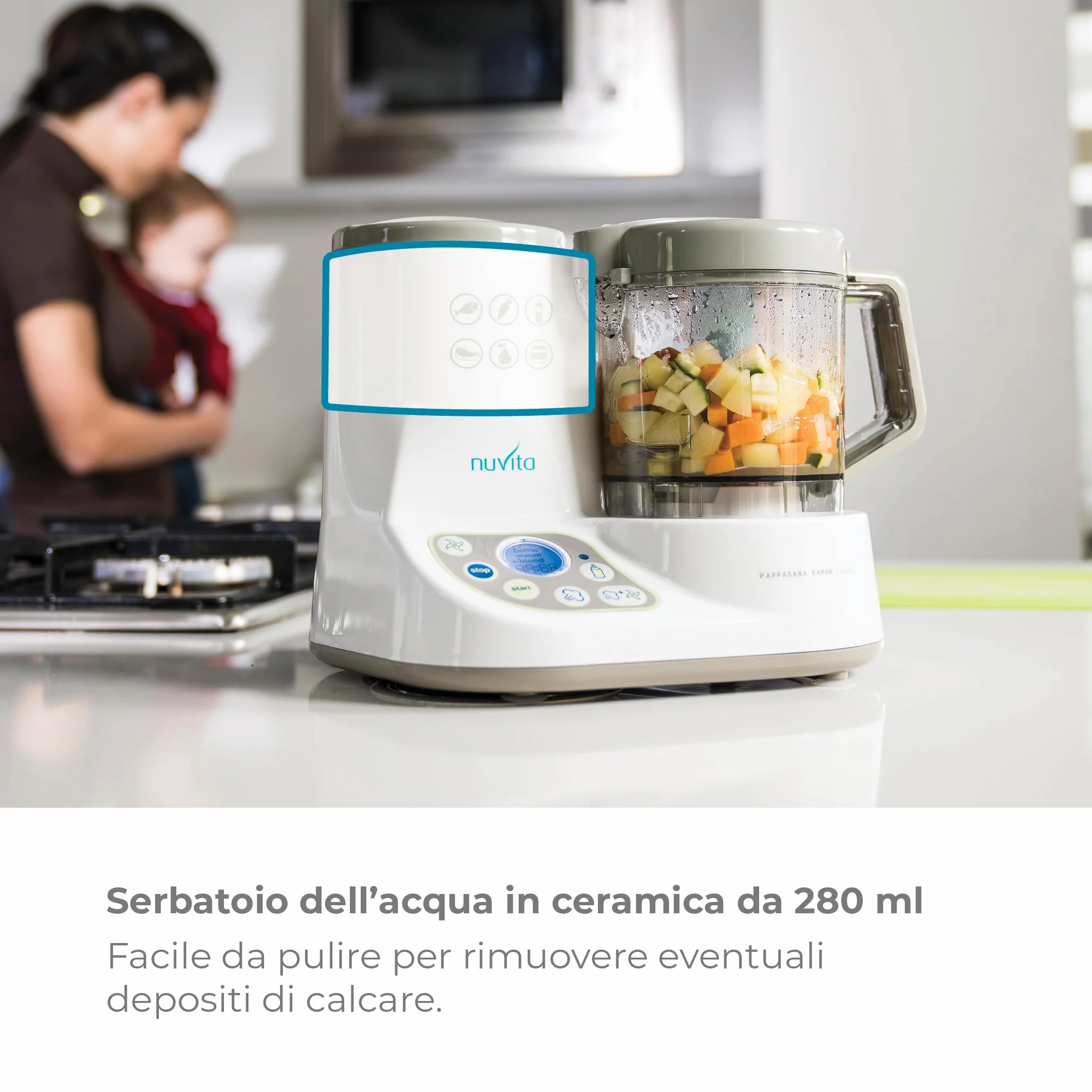 Nuvita 1966 Cuocipappa Pappasana Vapor Combo 2 6 in 1 Mini Robot per Pappe