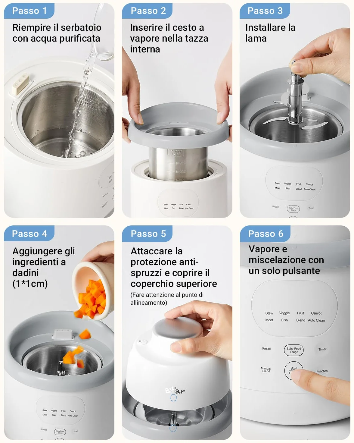 NutriEase AllStage Preparatore di Pappe per Bambini in Acciaio Inossidabile OneStep Baby Food Maker