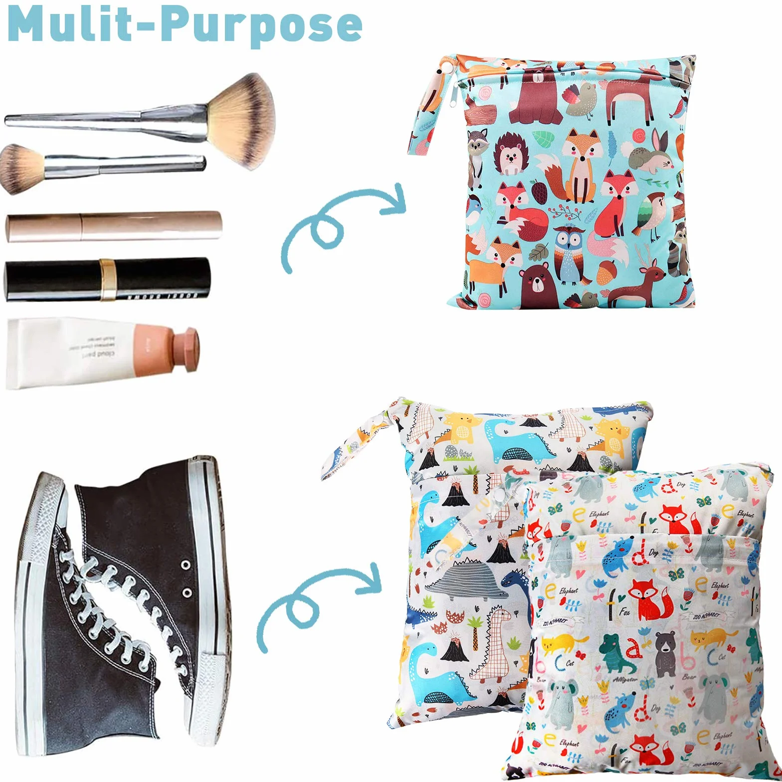Borsa per Pannolini Wetbag Impermeabile Riutilizzabile con Doppia Cerniera Dry Bag Neonato