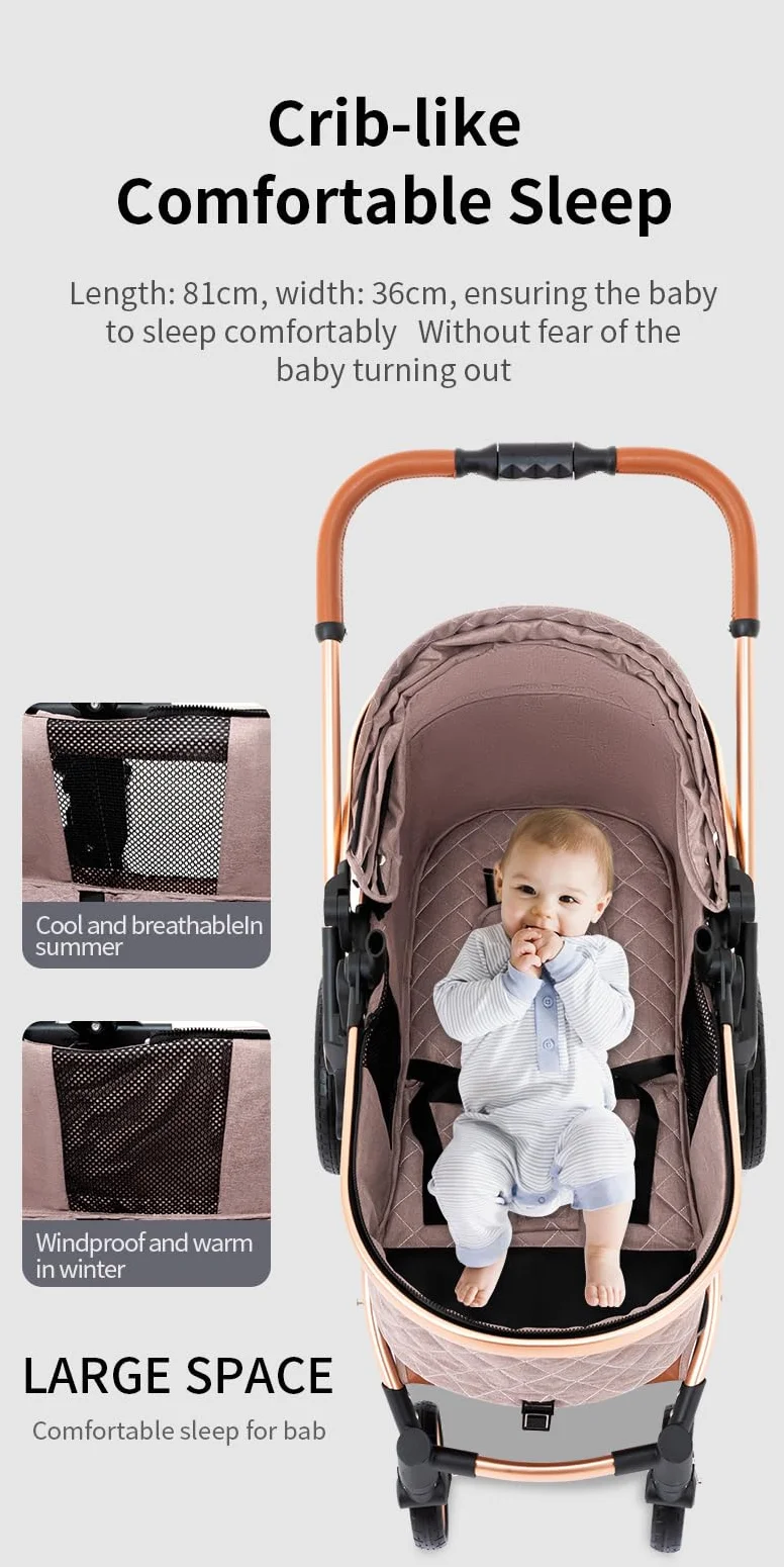 YAZOCO Passeggino 3 in 1 Trio Carrozzina Pieghevole Neonato Set con Parapiedi Zanzariera