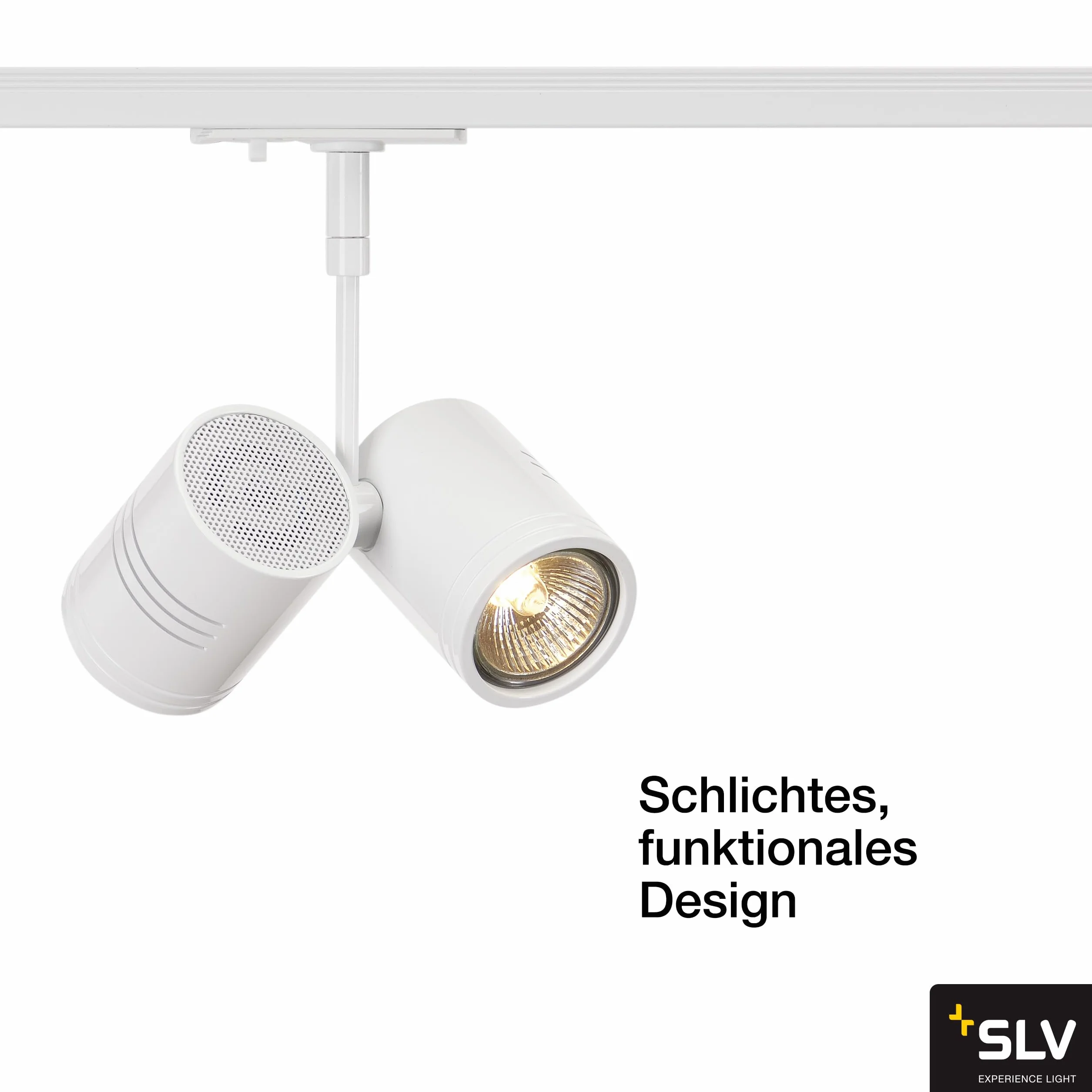SLV BIMA 2 spot per binario monofase ad alta tensione, biemissione, QPAR51, bianco, max. 50W, incl. adattatore monofase