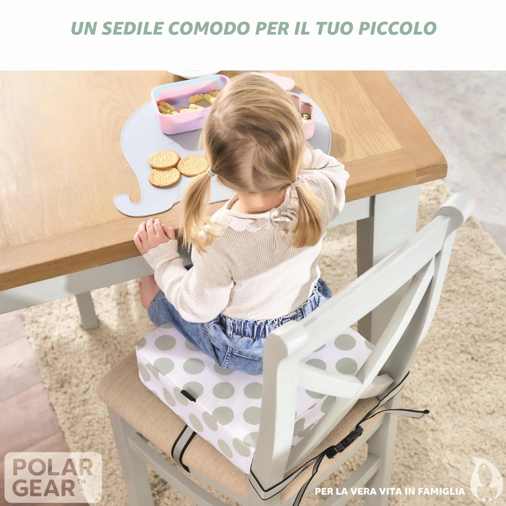 Polar Gear Cuscino Alza Sedia Bambini Antiscivolo, sintetico senza BPA, 4 piedini, lavabile