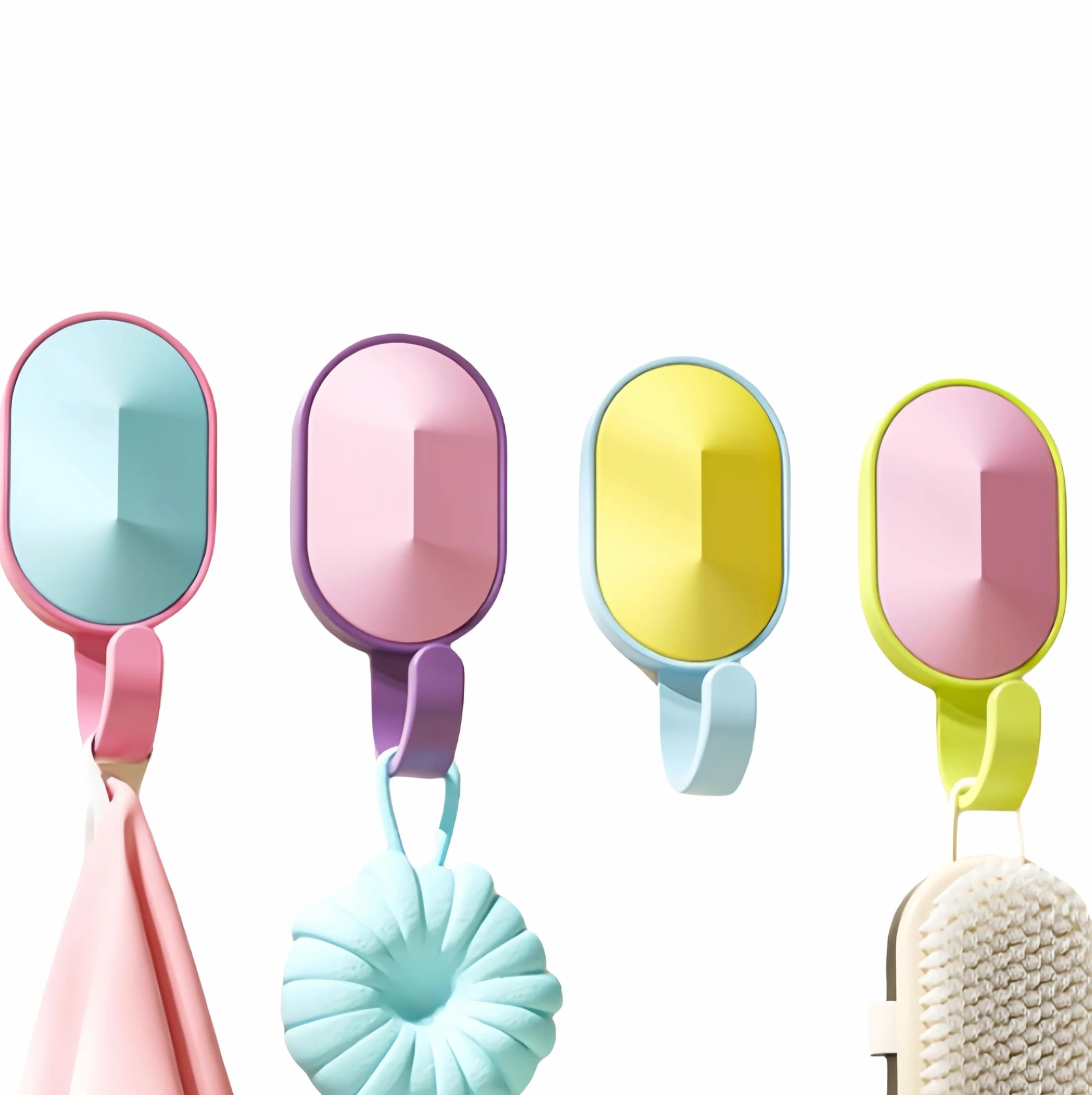 Ganci adesivi da parete per bambini 4 pezzi colorati senza foratura