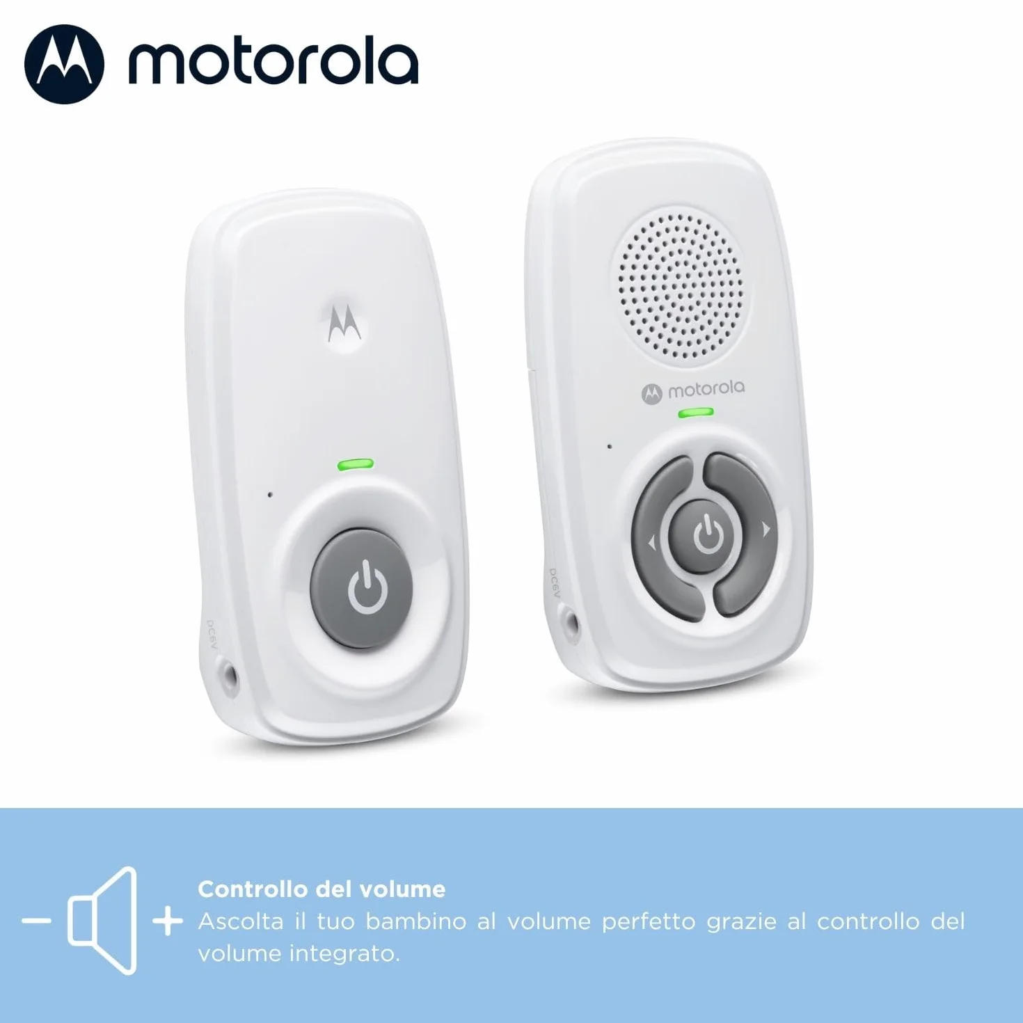 Motorola AM21 Audio Baby Monitor DECT Digital Monitor Long Range High Sensitivity Microphone White