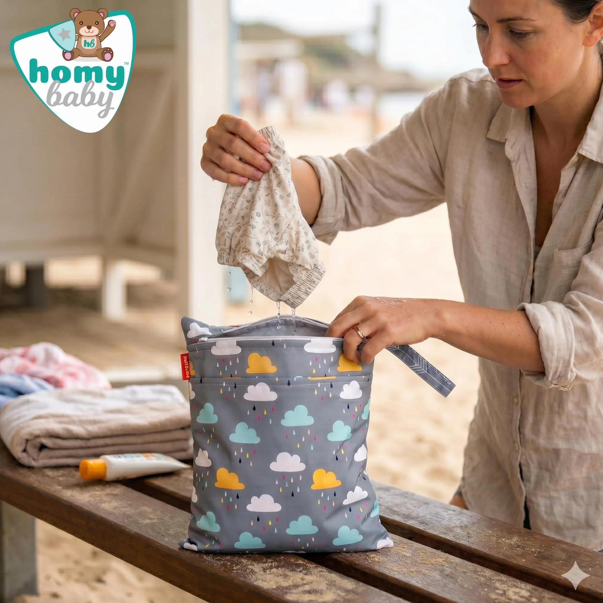 HOMYBABY Wet bag pannolini lavabili impermeabile borsetta ecologica porta costume bagnato