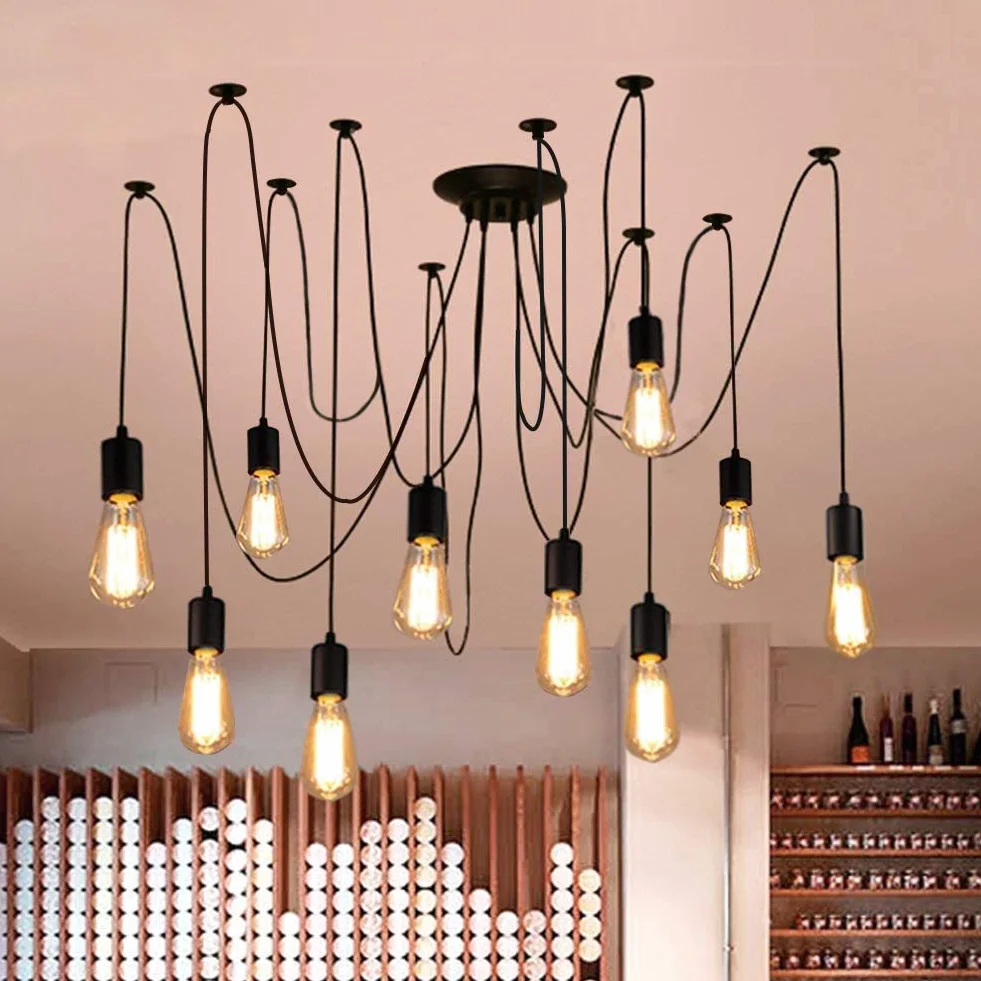 Lampadario a sospensione a forma di ragno, lampada a sospensione industriale, lampadario retrò a sospensione vintage per soggiorno, cucina, camera da letto