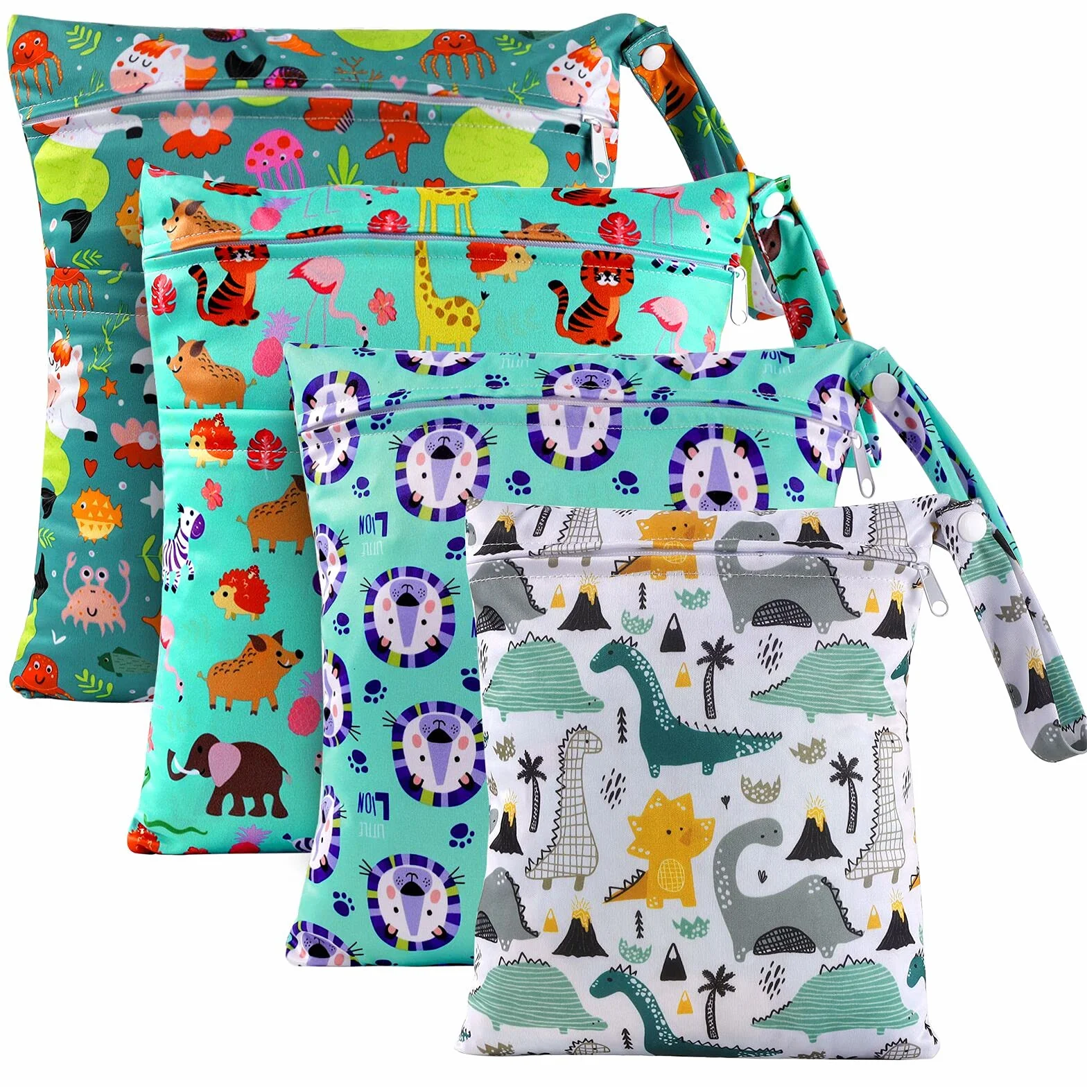 LEADSTAR Borsa Porta Pannolini Impermeabile Riutilizzabile 4 Pz Wet Bag con Doppia Cerniera