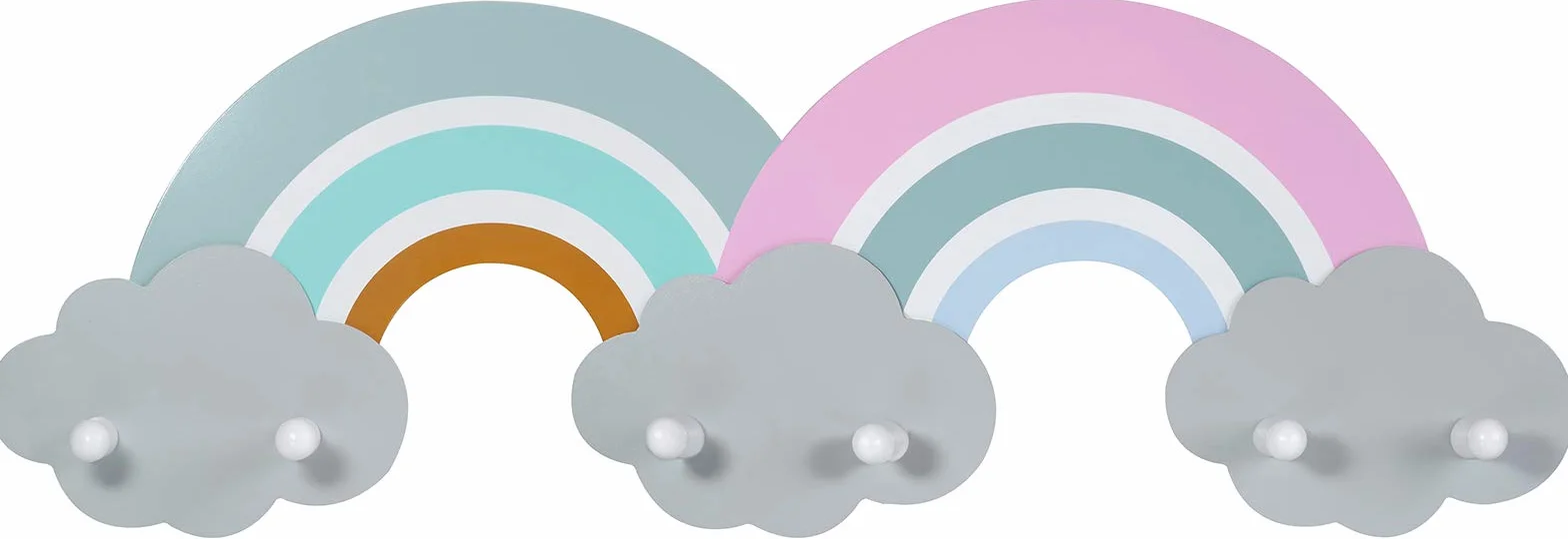 Kindsgut Appendiabito da Parete in Legno per Bambini, 4 Appendini, Multicolore, Finn