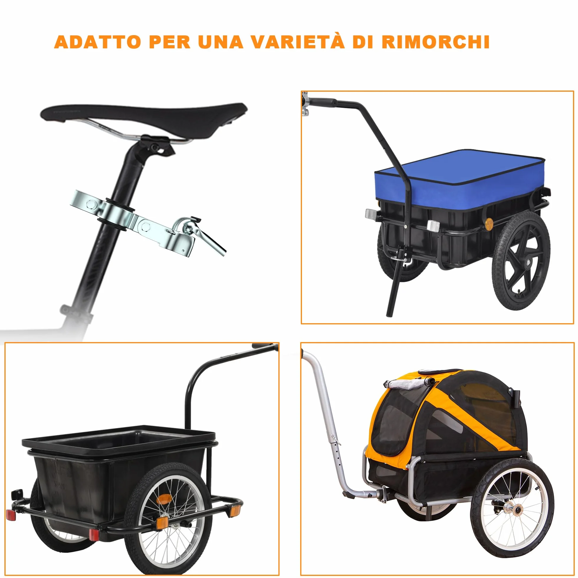 Gancio per Rimorchio Bici, Attacco Rimorchio Bicicletta, Sistema di Traino Compatibile Reggisella