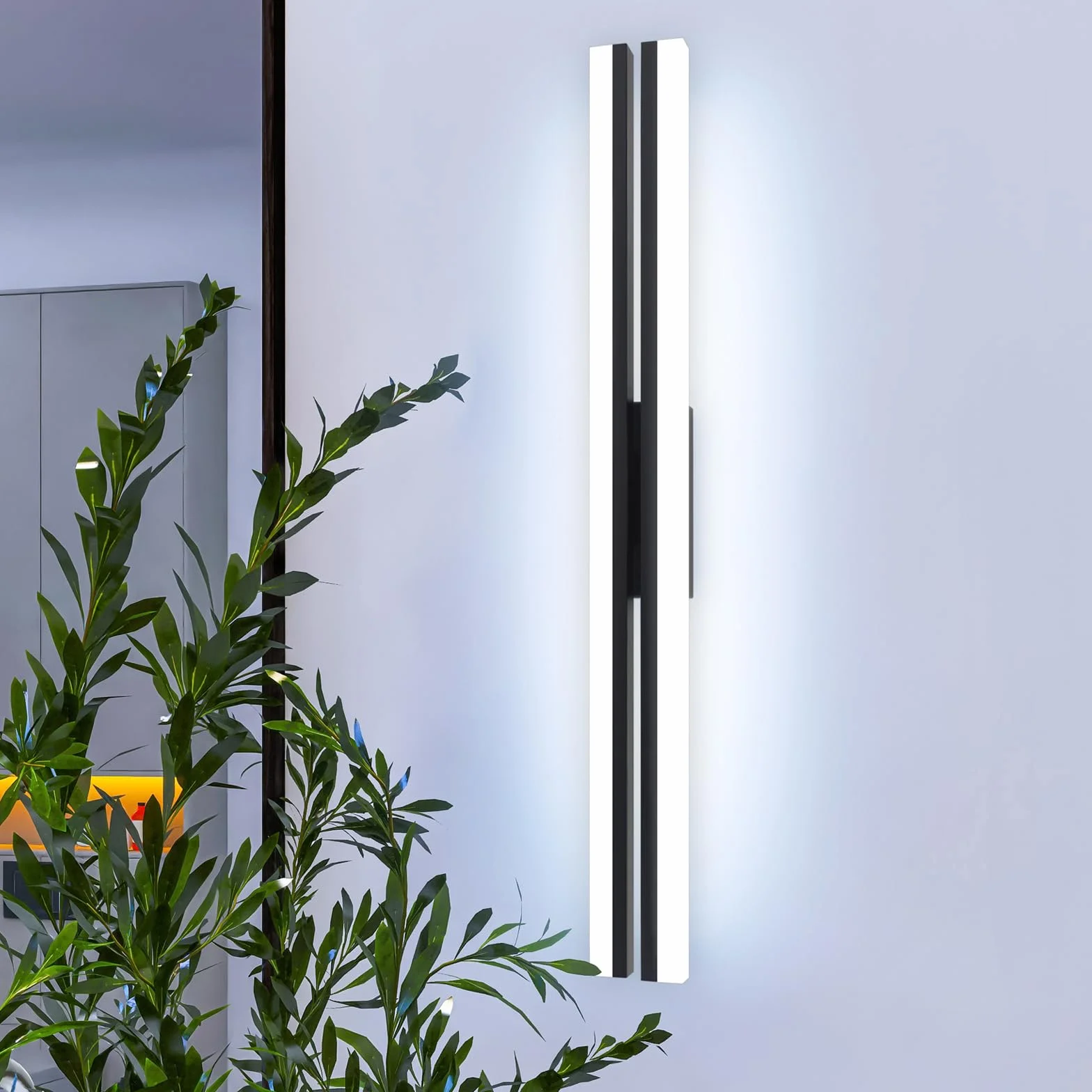 MantoLite Esposizione da Luci per Parete,60CM 24W Super Luminose Applique Luci da Toletta IP44 Lampade da Specchio Faretti da Muro,6000K Applique da Parete Nera LED Interni Illuminazioni