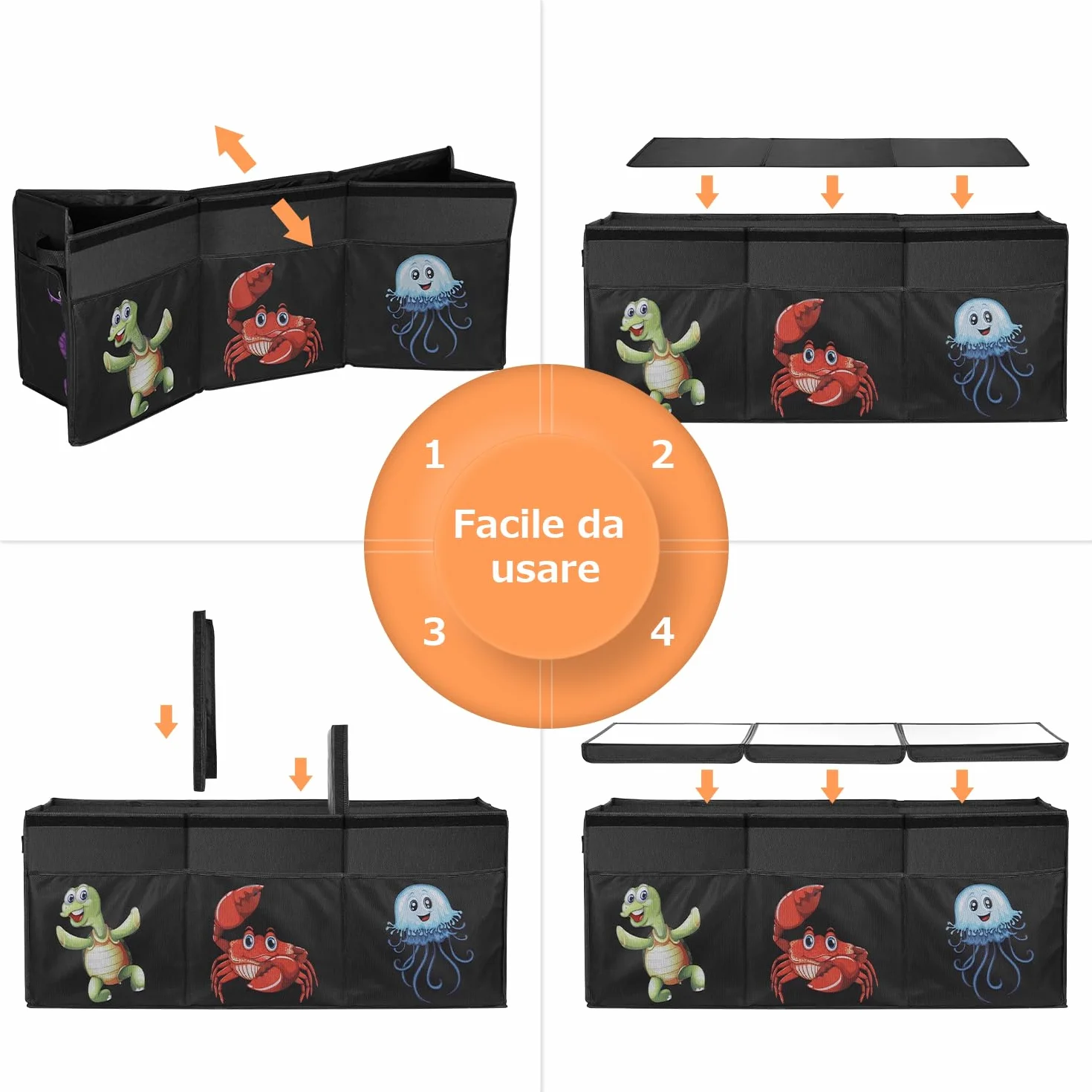 YOHOOLYO Porta Giochi Bambini 123L Pieghevole Contenitore con Coperchio 94x41x32 cm