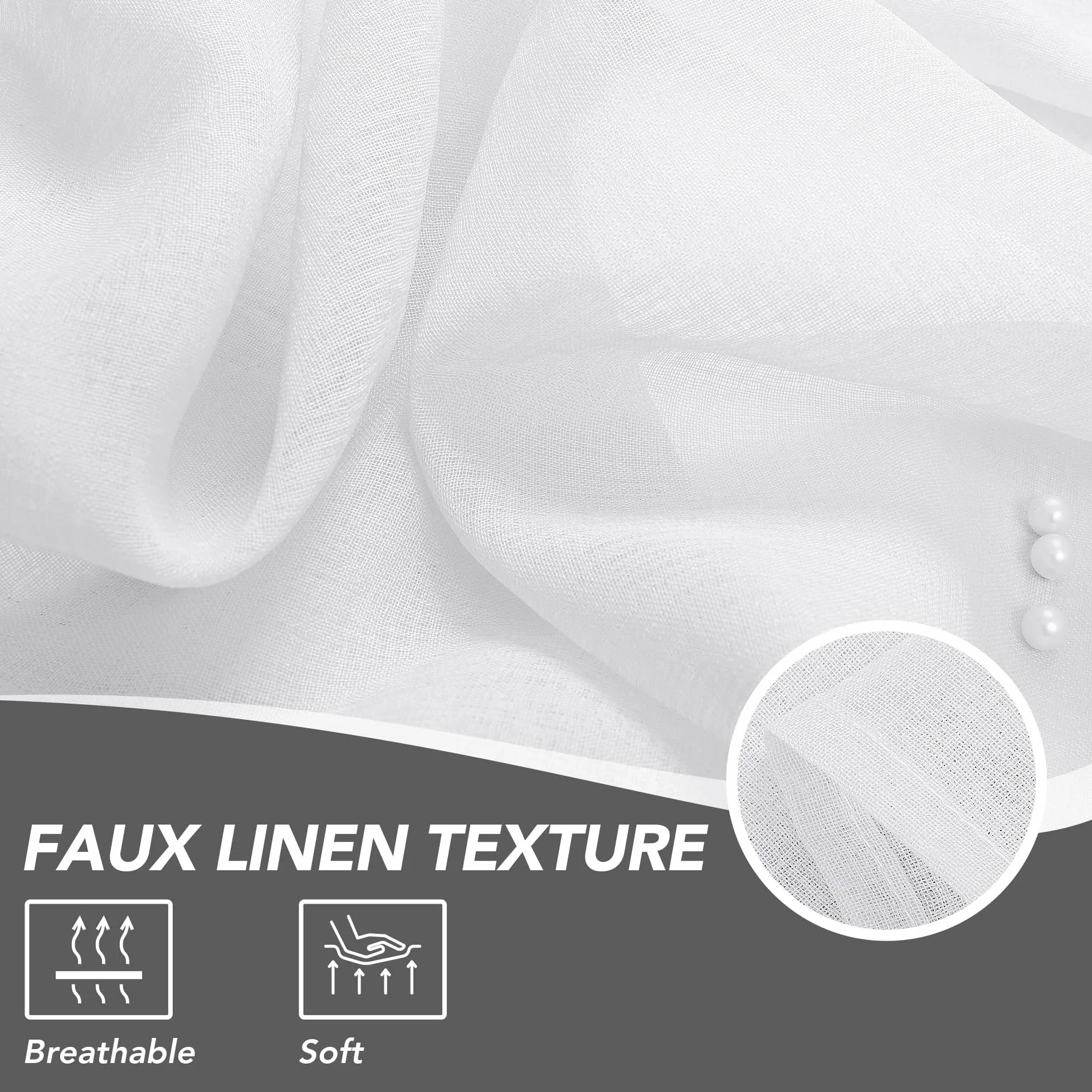 Deconovo Tende Soggiorno 2 Pezzi Trasparenti in Voile 140x260 CM Bianco